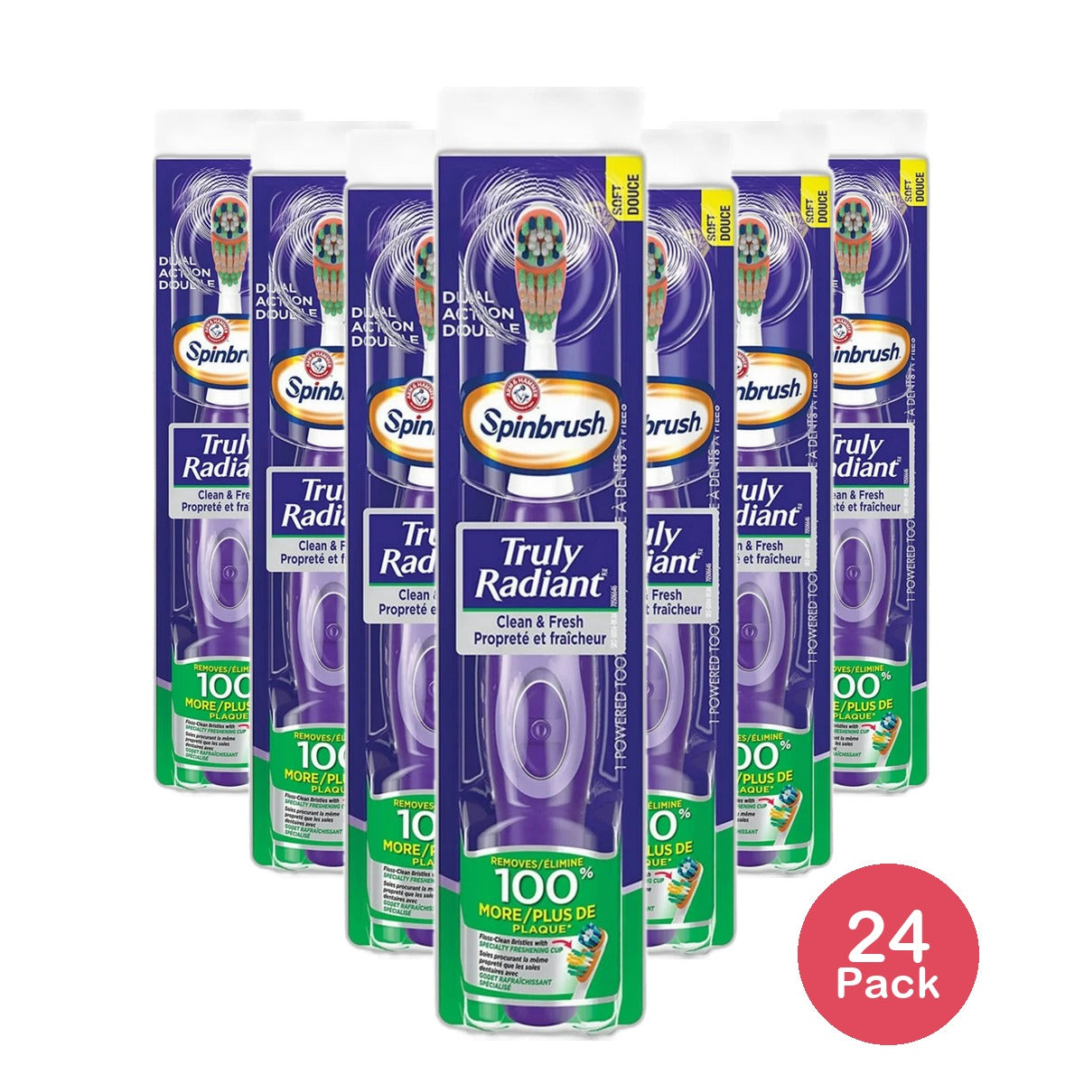 Spinbrush Truly Radiant Clean And Fresh Battery Power Tooth Brush Soft 0.63Oz (Pack Of 24)