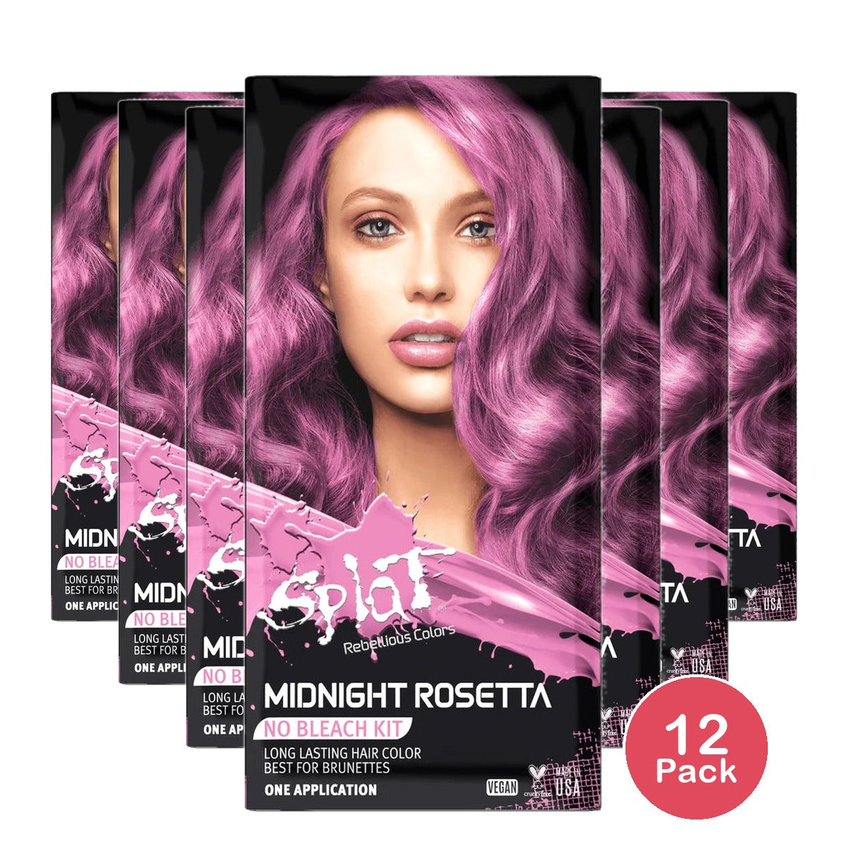 Splat Midnight Rosetta Dye Semi-Permanent Pink Hair Color 6 Oz (Pack of 12)