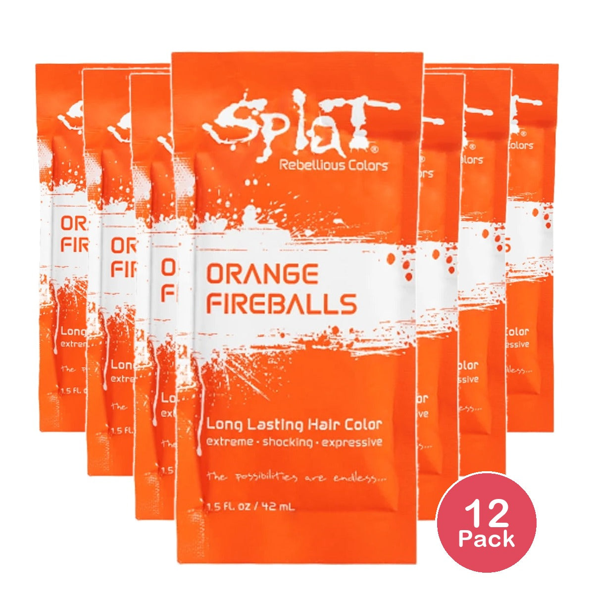 Splat Rebellious Long Lasting Hair Color 1.5oz - Orange Fireballs (Pack of 12)