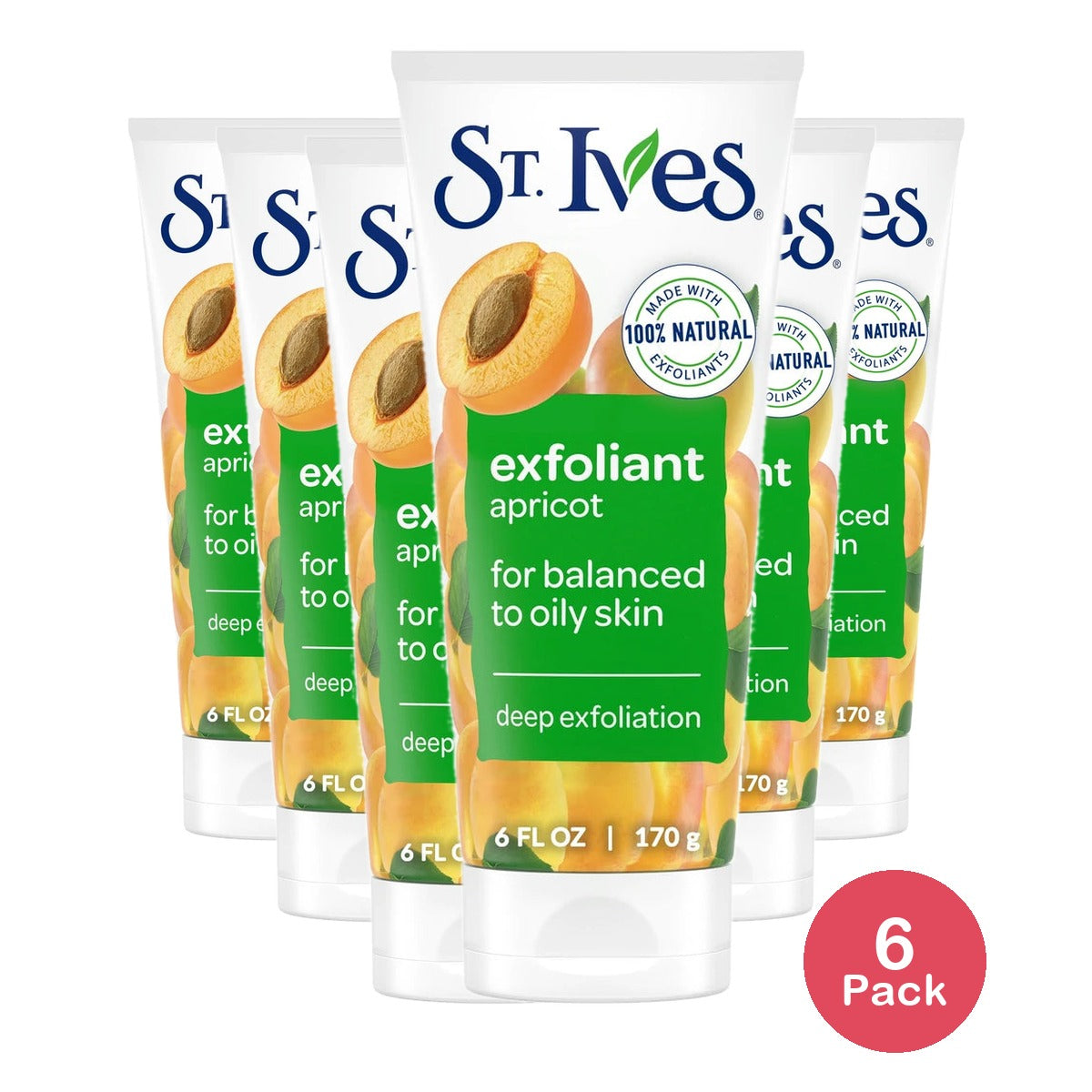 St. Ives Fresh Skin Exfoliating Face Scrub Apricot Facial Exfoliator 6 oz 6 Oz (Pack of 6)