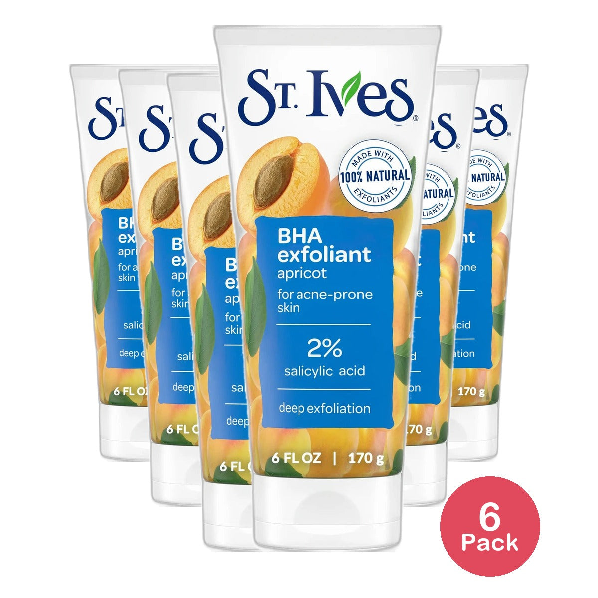 St. Ives Naturally Clear Apricot Scrub Blemish And Blackhead Control 6Oz (Pack of 6)