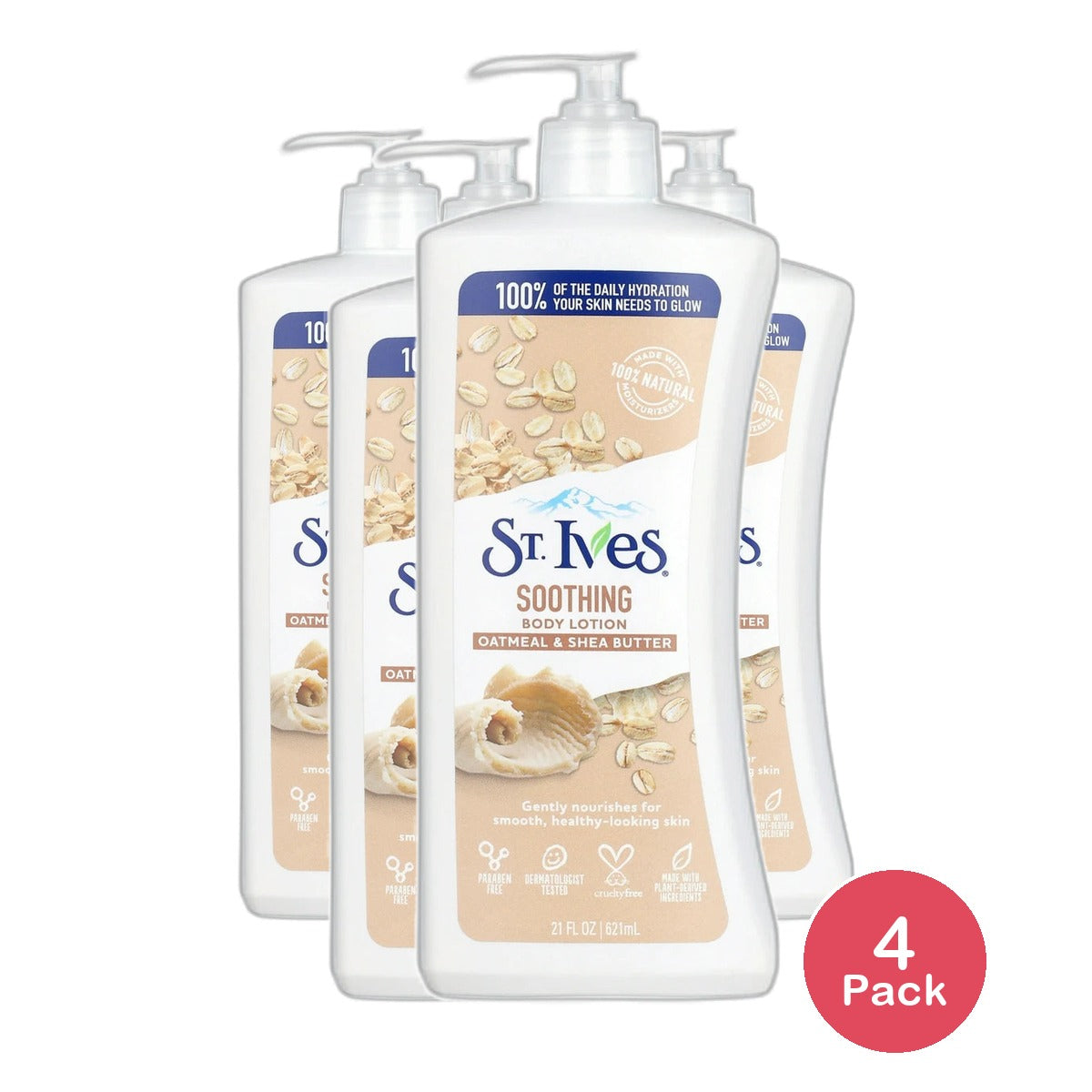 St. Ives Soothing Hand & Body Lotion Oatmeal & Shea Butter 21Oz (Pack of 4)