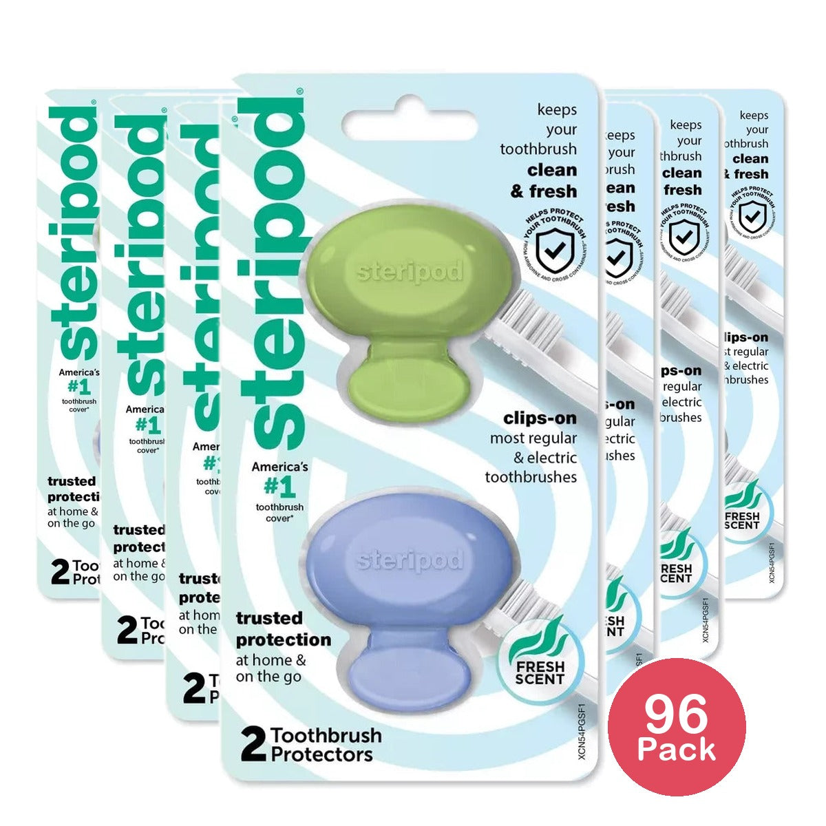 Steripod Clip-On Toothbrush Protector, 2 ct (Pack of 96)