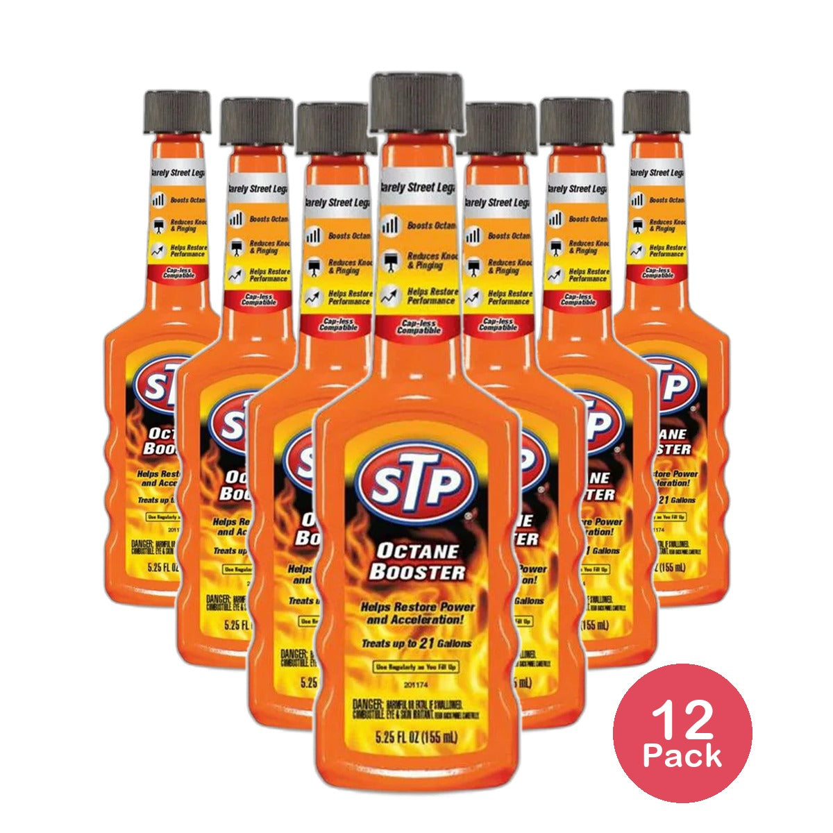 STP Octane Booster Restore Lost Power and Acceleration 5.25Oz (Pack of 12)