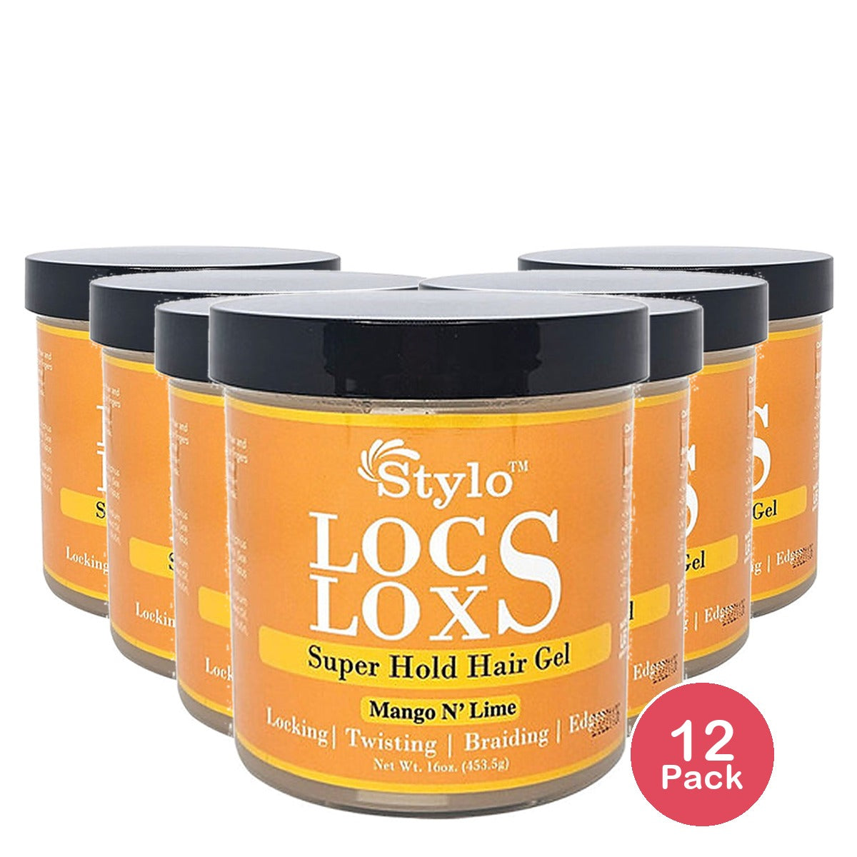 Stylo Locs Super Hold Volumizing Hair Gel 16 Oz (Pack of 12)