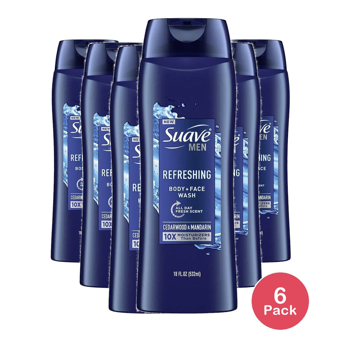 Suave Men Body & Face Wash 18 Oz (Pack of 6)