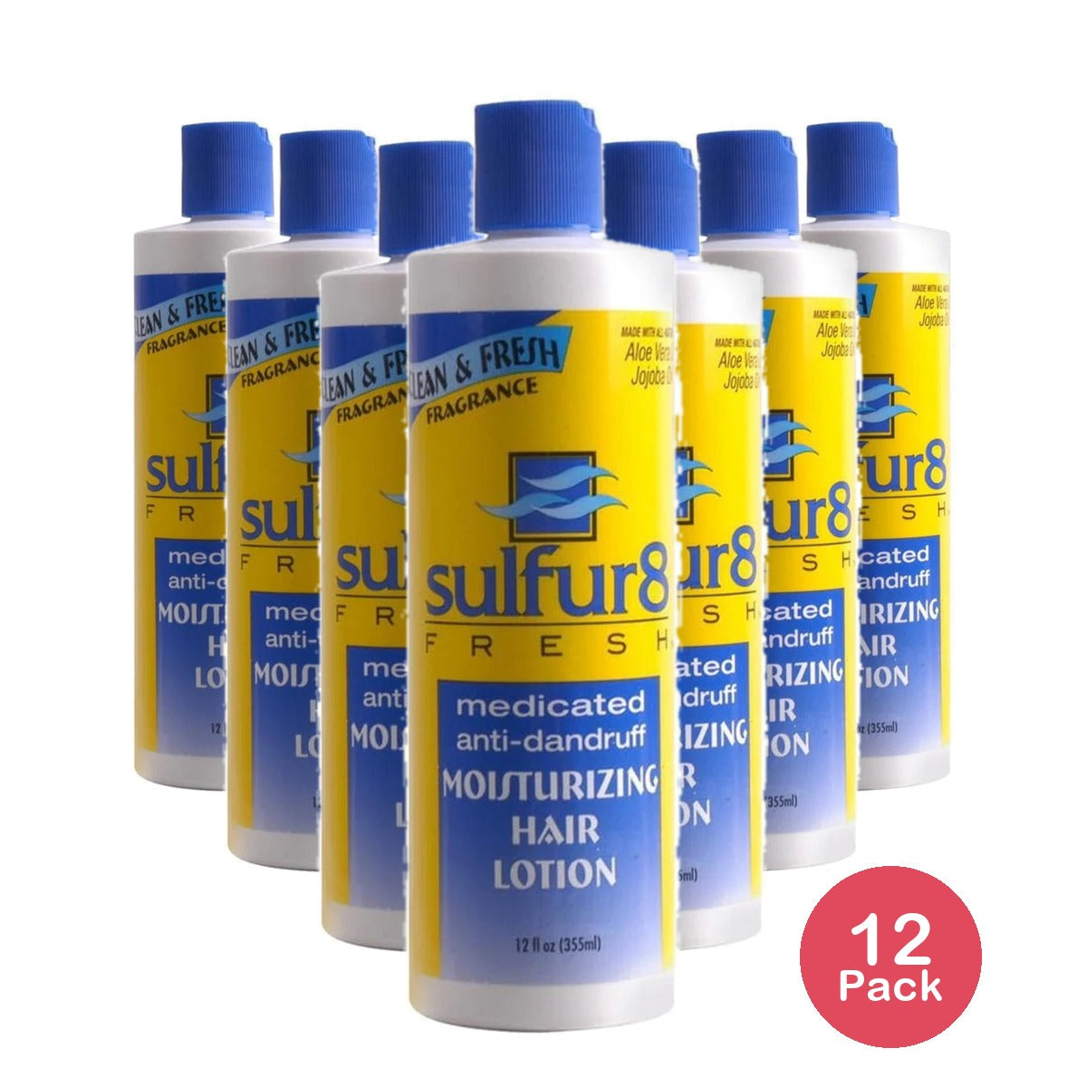 Sulfur 8 - Fresh Medicated Anti-Dandruff Moisturizing Hair Lotion 12 fl Oz (Pack of 12)