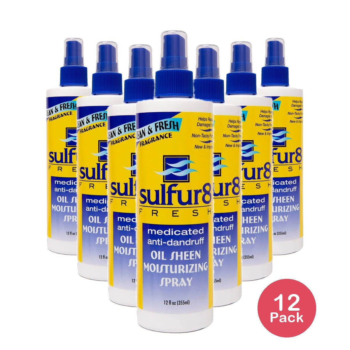 Sulfur 8 Fresh Medicated Anti-dandruff Oil Sheen Spray 12 fl oz (Pack of 12)