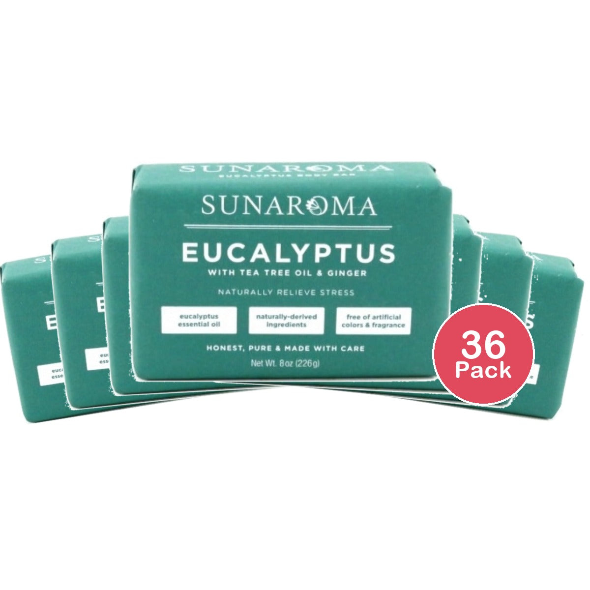 Sunaroma Eucalyptus With Tea Tree Oil & Ginger Soap 8 Oz (Pack of 36)