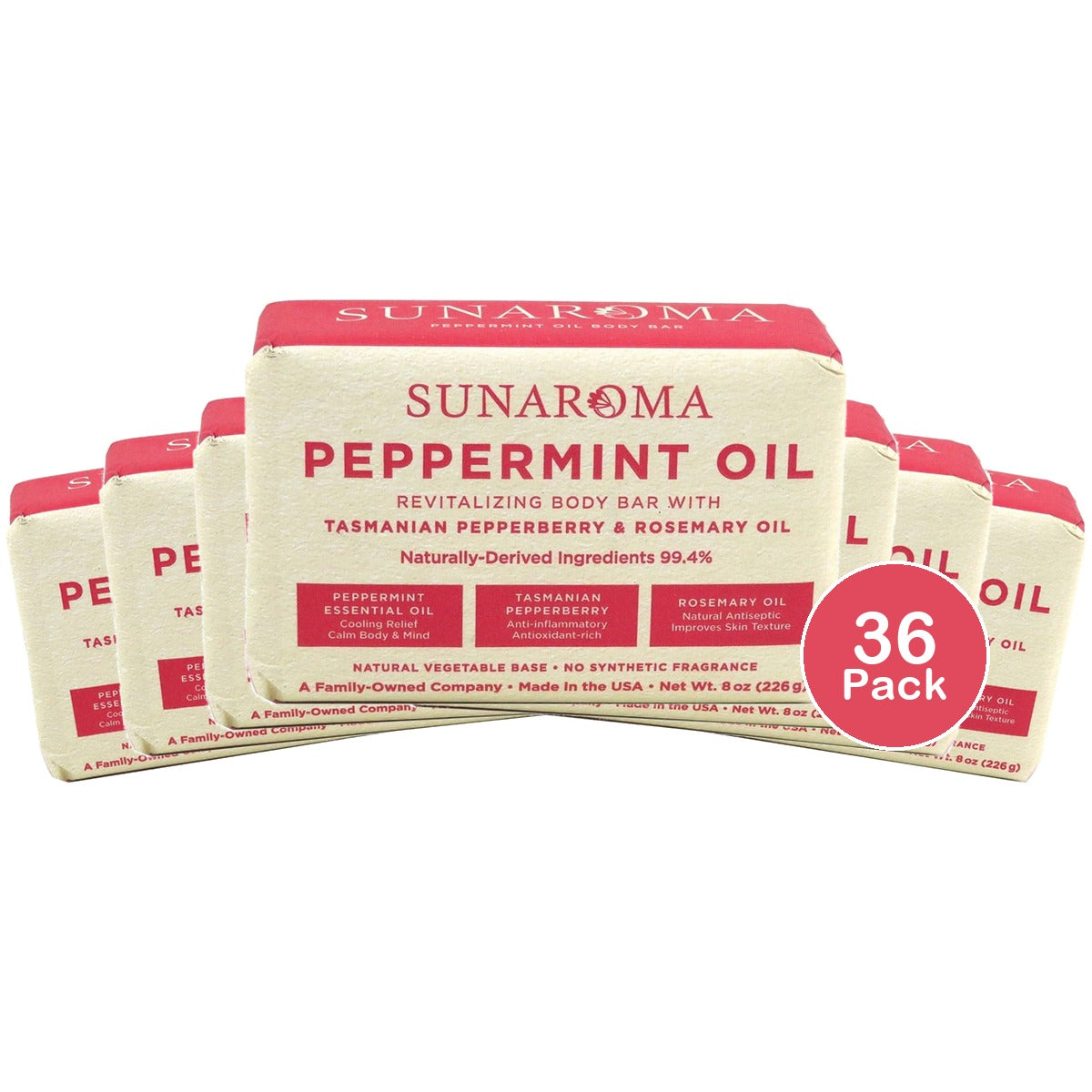 Sunaroma Organic Peppermint Oil Soap 8 Oz (Pack of 36)