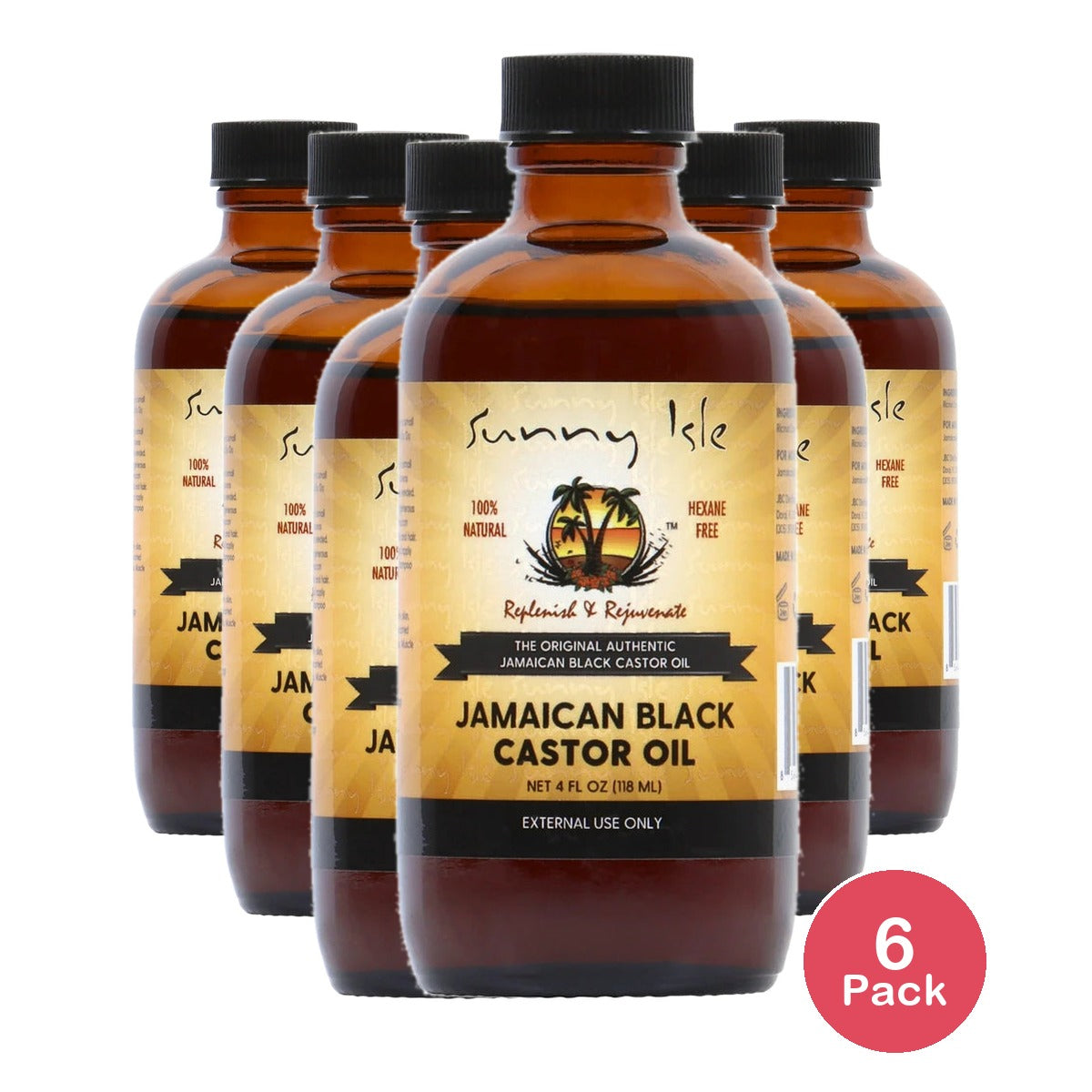 Sunny Isle Jamaican Black Castor Oil 4 FL OZ (Pack of 6)