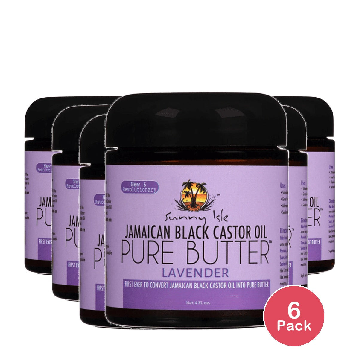 Sunny Isle Jamaican Black Castor Oil Pure Butter Lavender 4oz (Pack of 6)