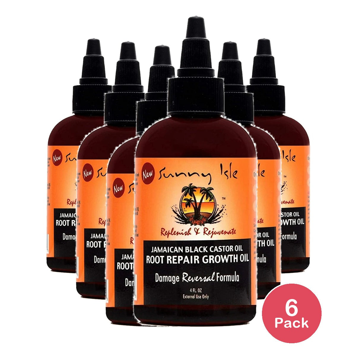 Sunny Isle Jameican Black Castor Oil Root Repair Growth Oil 4 Fl. Oz(Pack of 6)