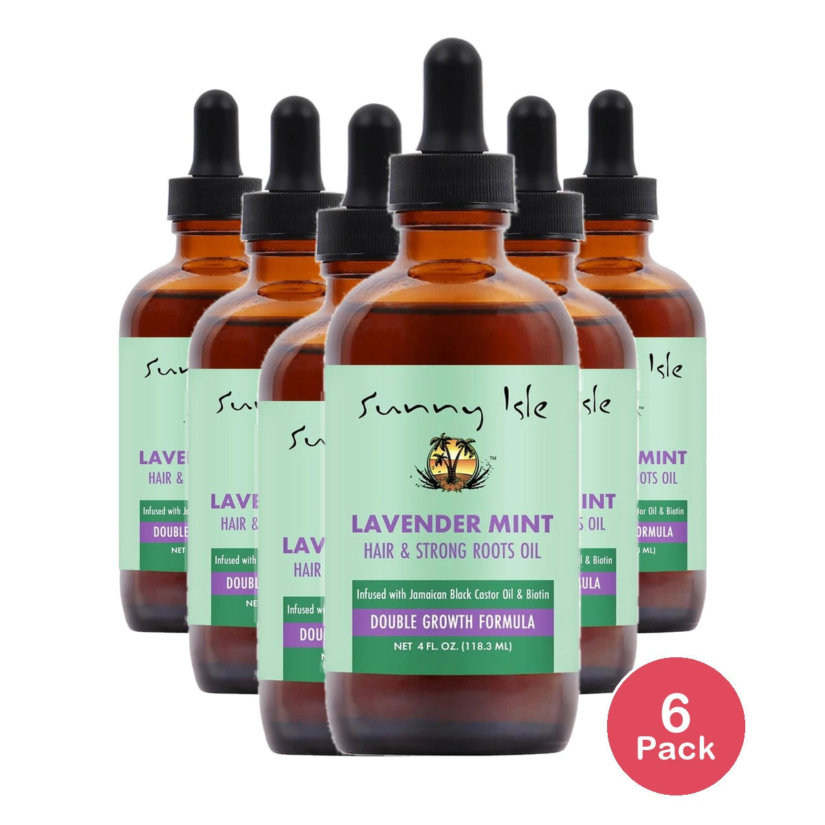 Sunny Isle Lavender Mint Hair and Strong Roots Oil 4oz (Pack of 6)