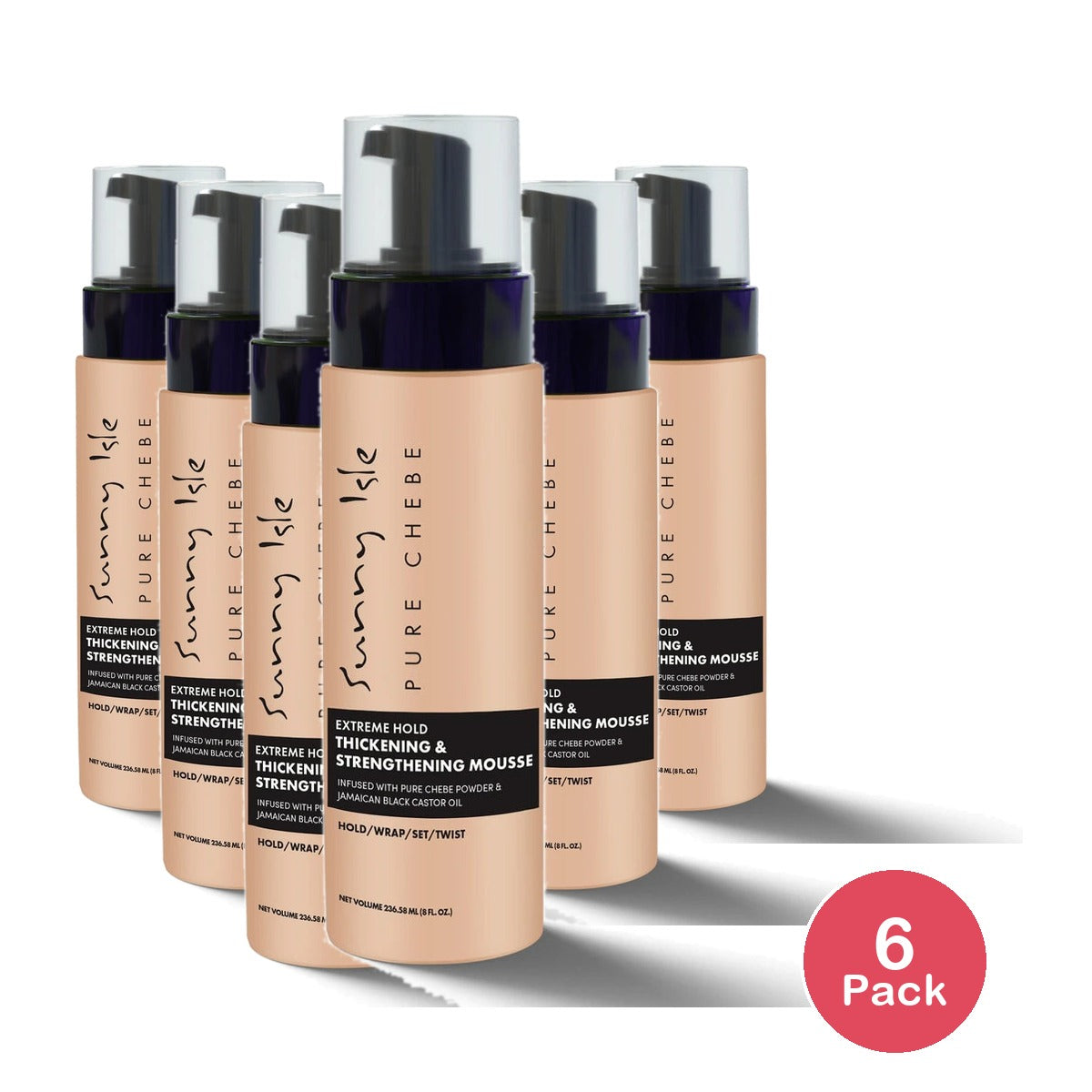 Sunny Isle Pure Chebe Extreme Hold Thickening & Strengthening Mousse 8oz (Pack of 6)