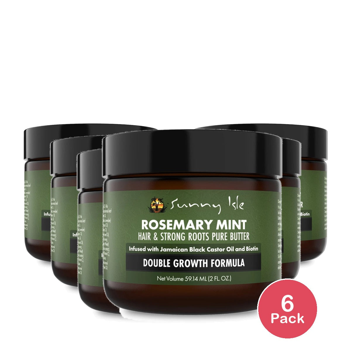 Sunny Isle Rosemary Mint Hair and Strong Roots Butter 2oz (Pack of 6)
