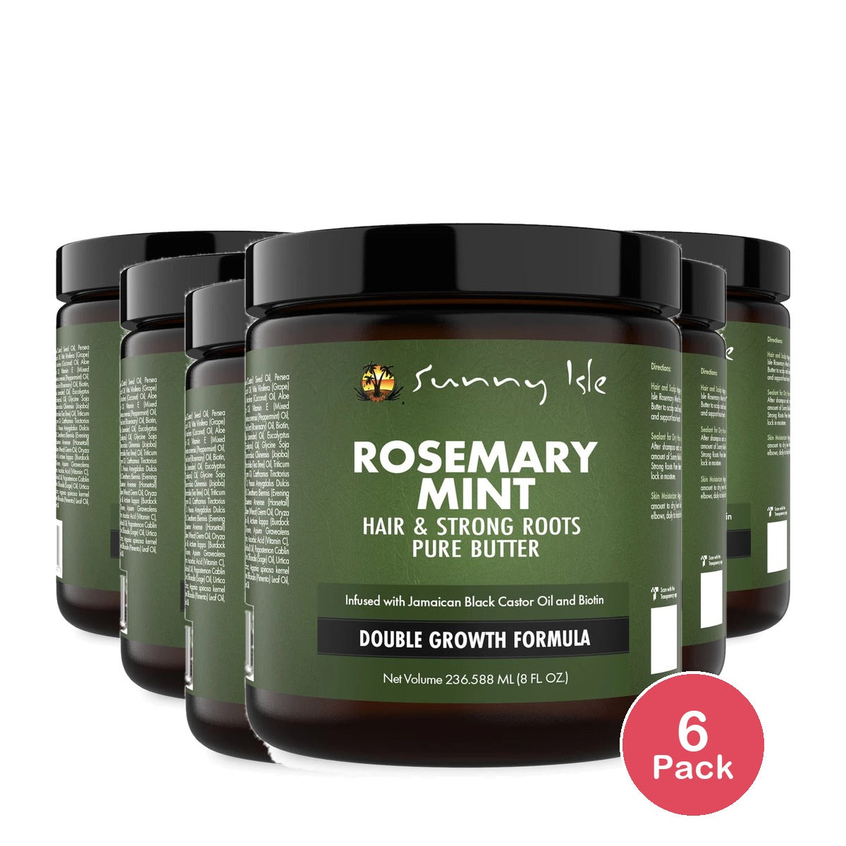 Sunny Isle Rosemary Mint Hair and Strong Roots Butter 8oz (Pack of 6)