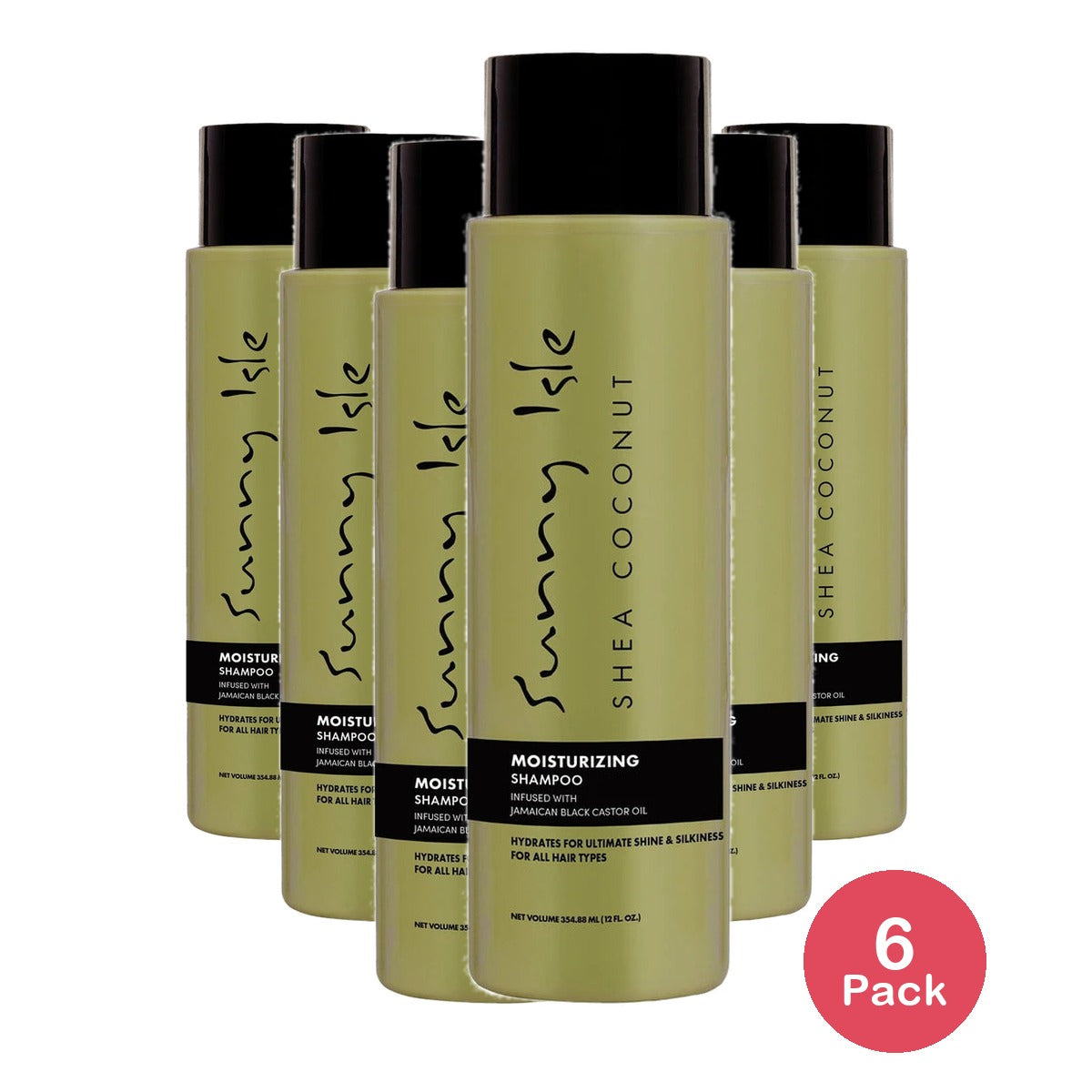 Sunny Isle Shea Coconut Moisturizing Shampoo with Jamaican Black Castor Oil f 12 Fl. Oz (Pack of 6)