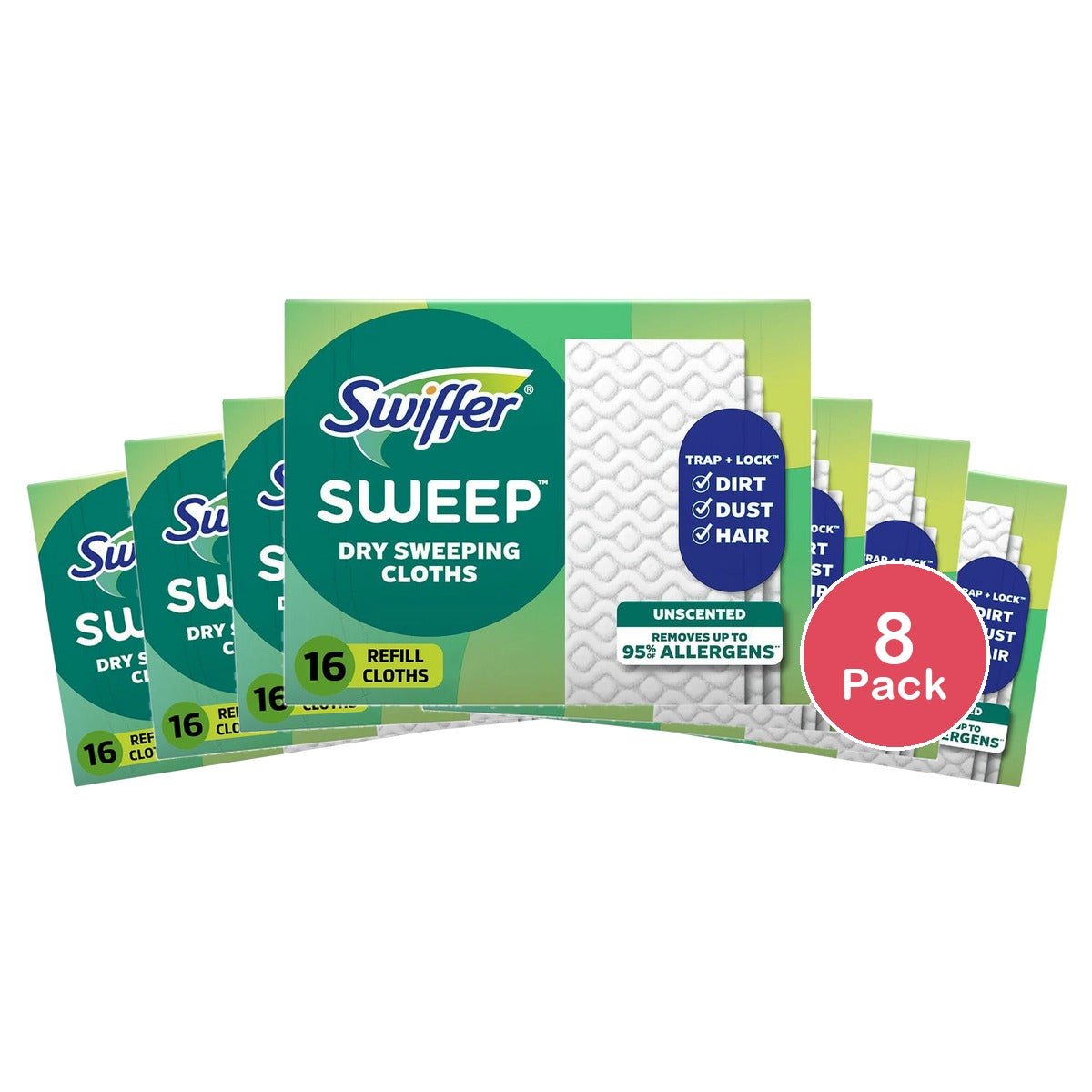 Swiffer Sweep + Mop Dry Pads Refill 16 Count (Pack of 8)