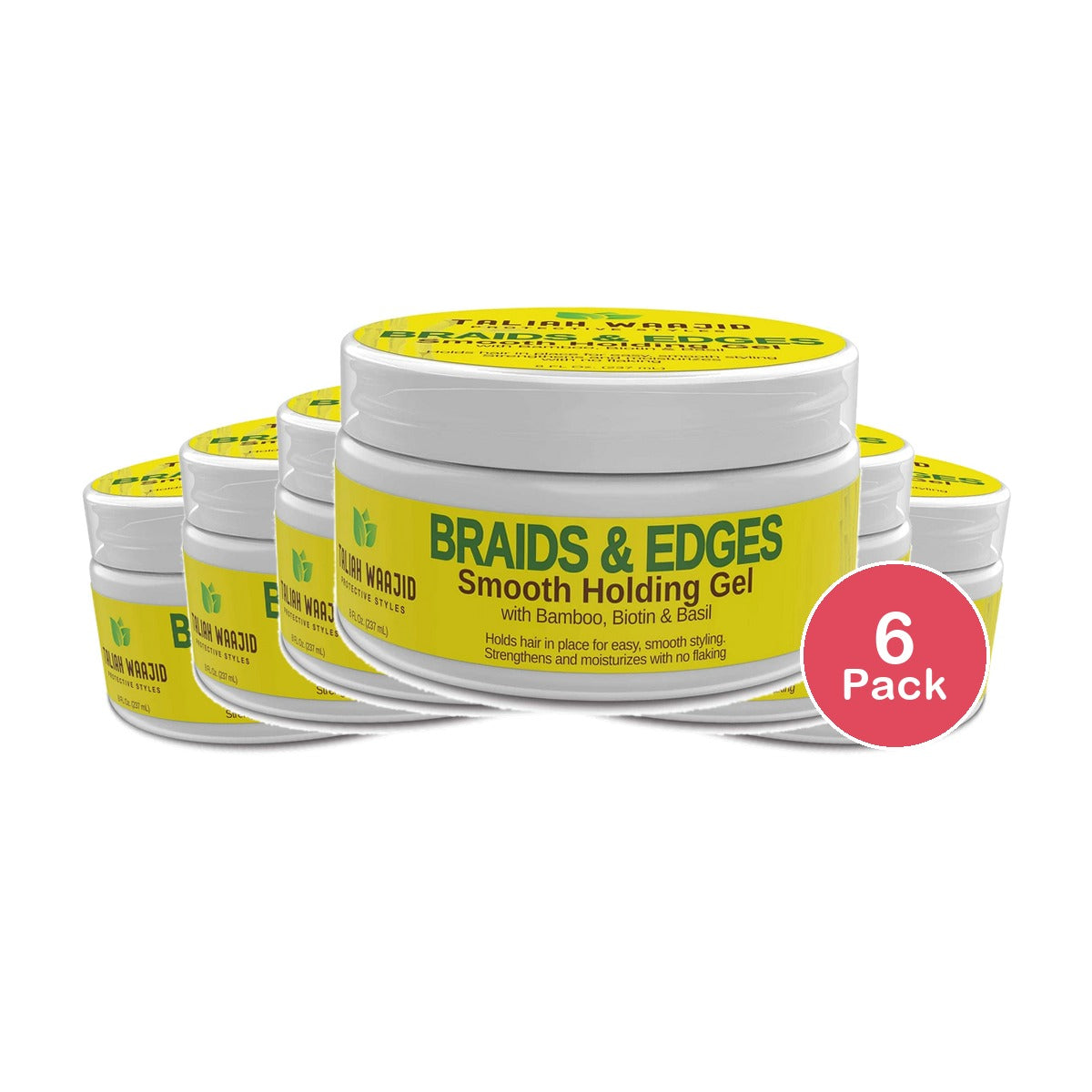 Taliah Waajid Braids Edges Smooth Holding Hair Styling Gel with Frizz Control 8 8 Fl. Oz (Pack of 6)