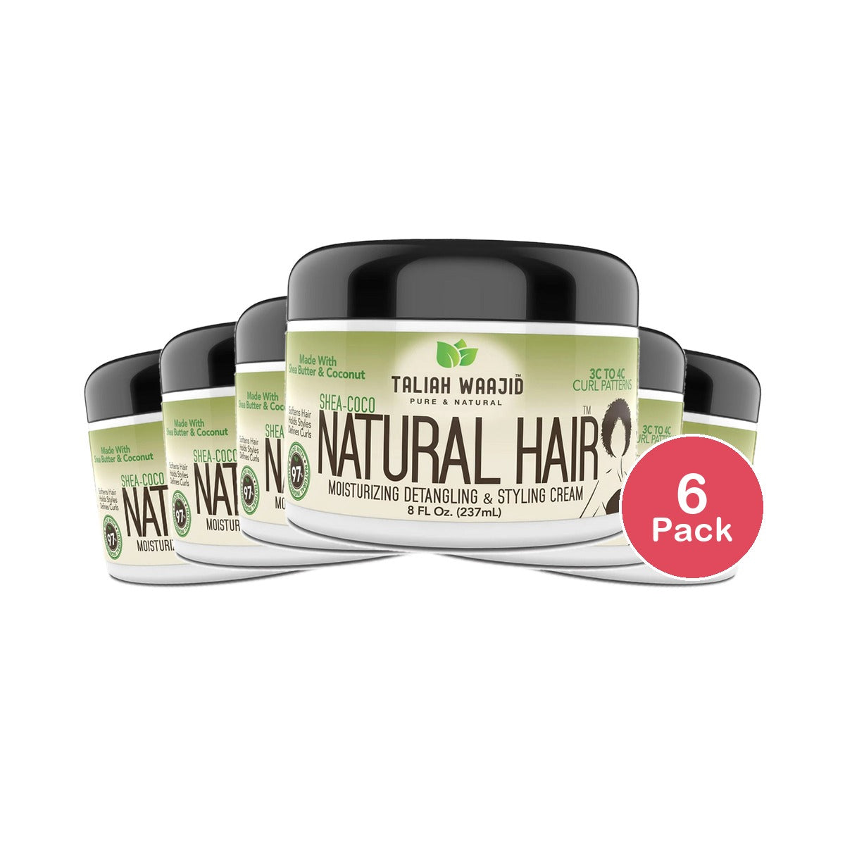 Taliah Waajid Shea-Coco Natural Hair Style Cream Jar 8 Fl. Oz (Pack of 6)