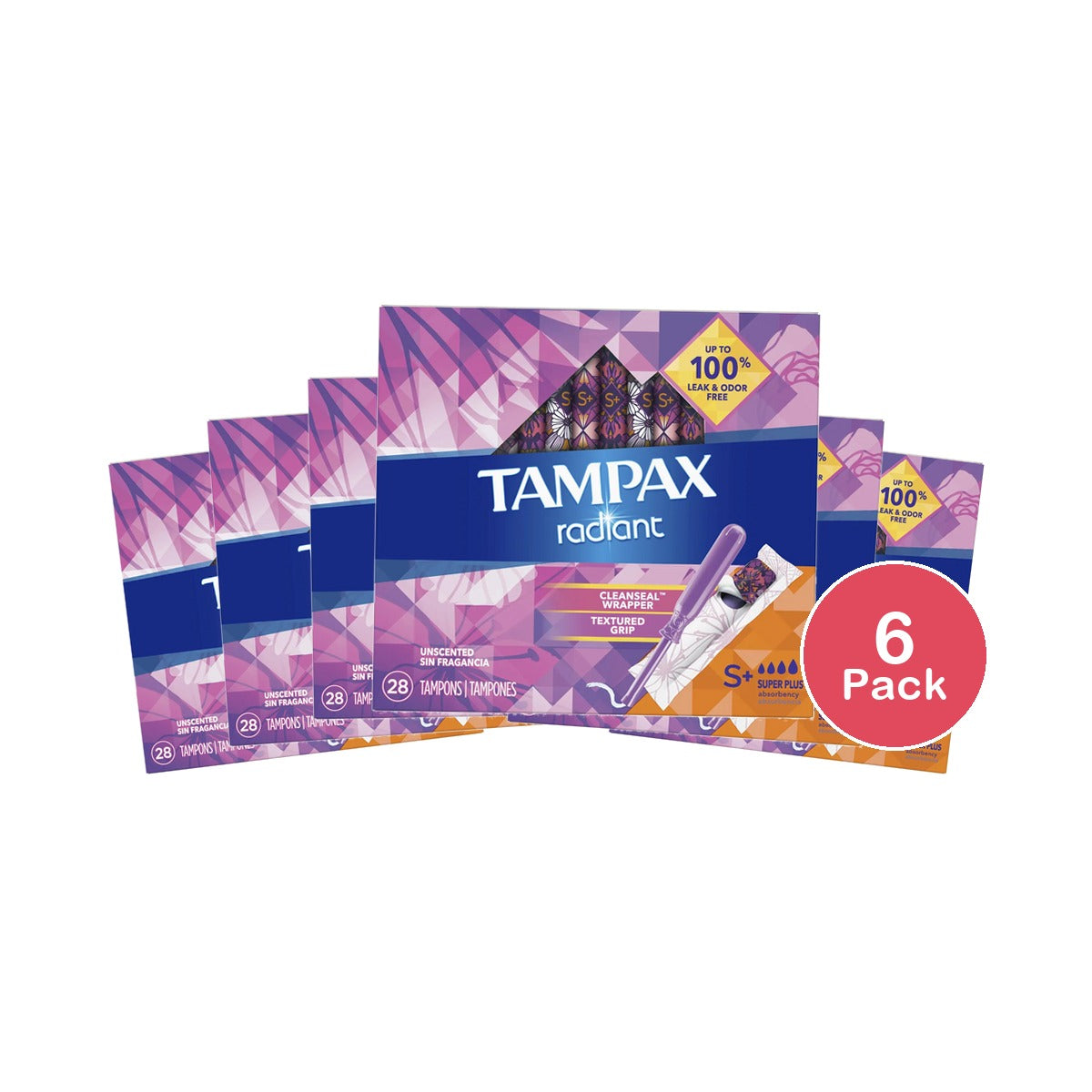 Tampax Radiant Super Plus Absorbency Tampons 8.47Oz (Pack of 6)