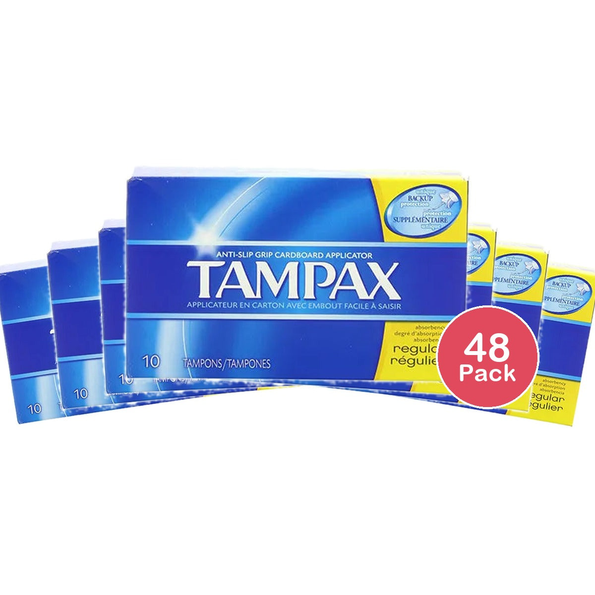Tampax Tampons With Flushable Applicator Regular Absorbancy10 Each 1.17Oz(Pack of 48)