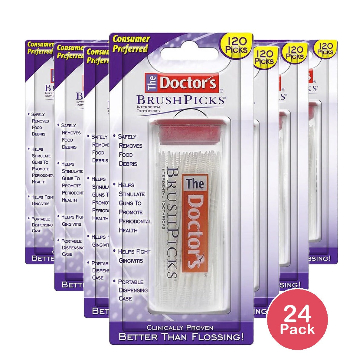 The Doctor's BrushPicks Interdental Brushes 120 Count (Pack of 24)