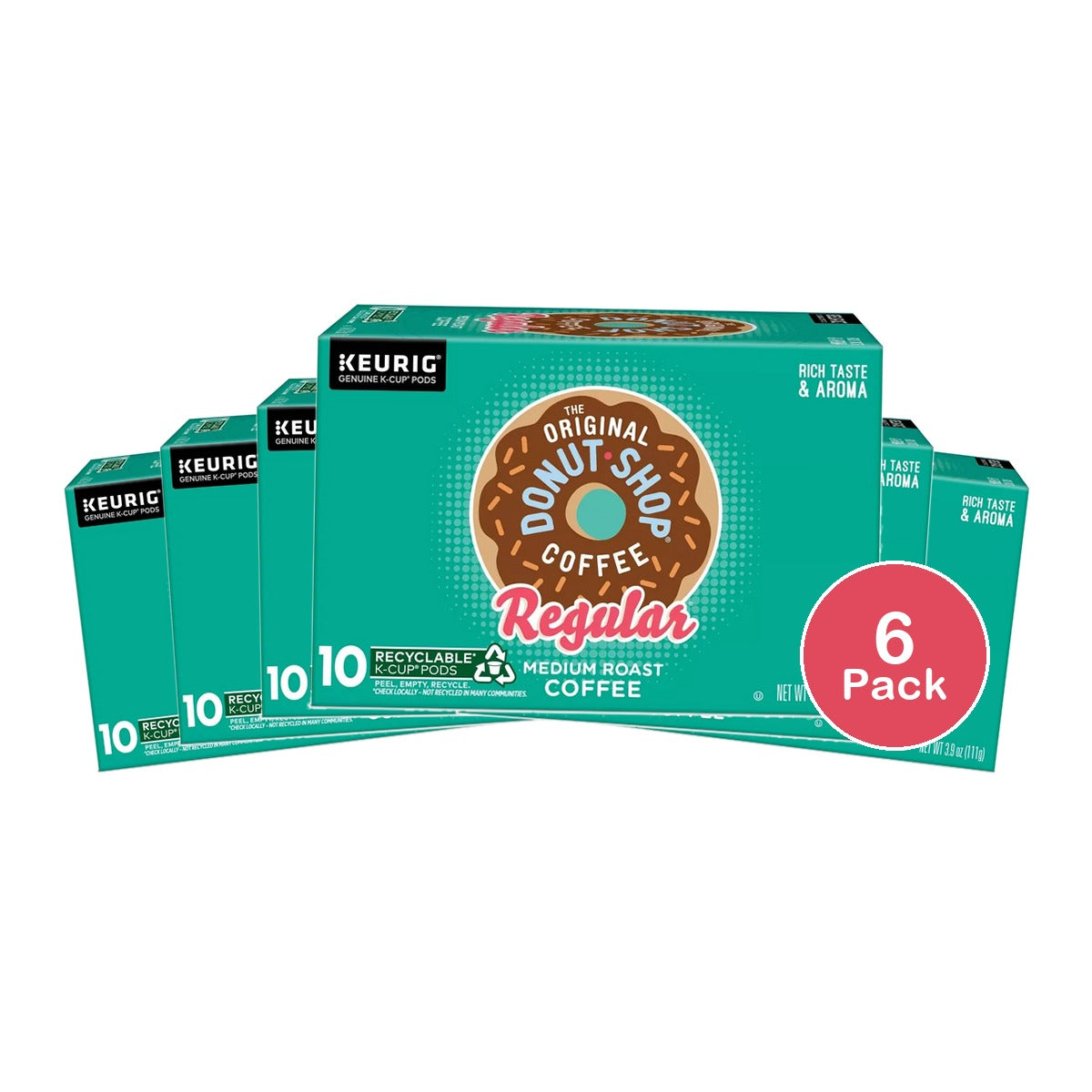 The Original Donut Shop Regular Medium Roast Keurig K-Cup Coffee Pods - 10ct 3.9 Oz (Pack of 6)