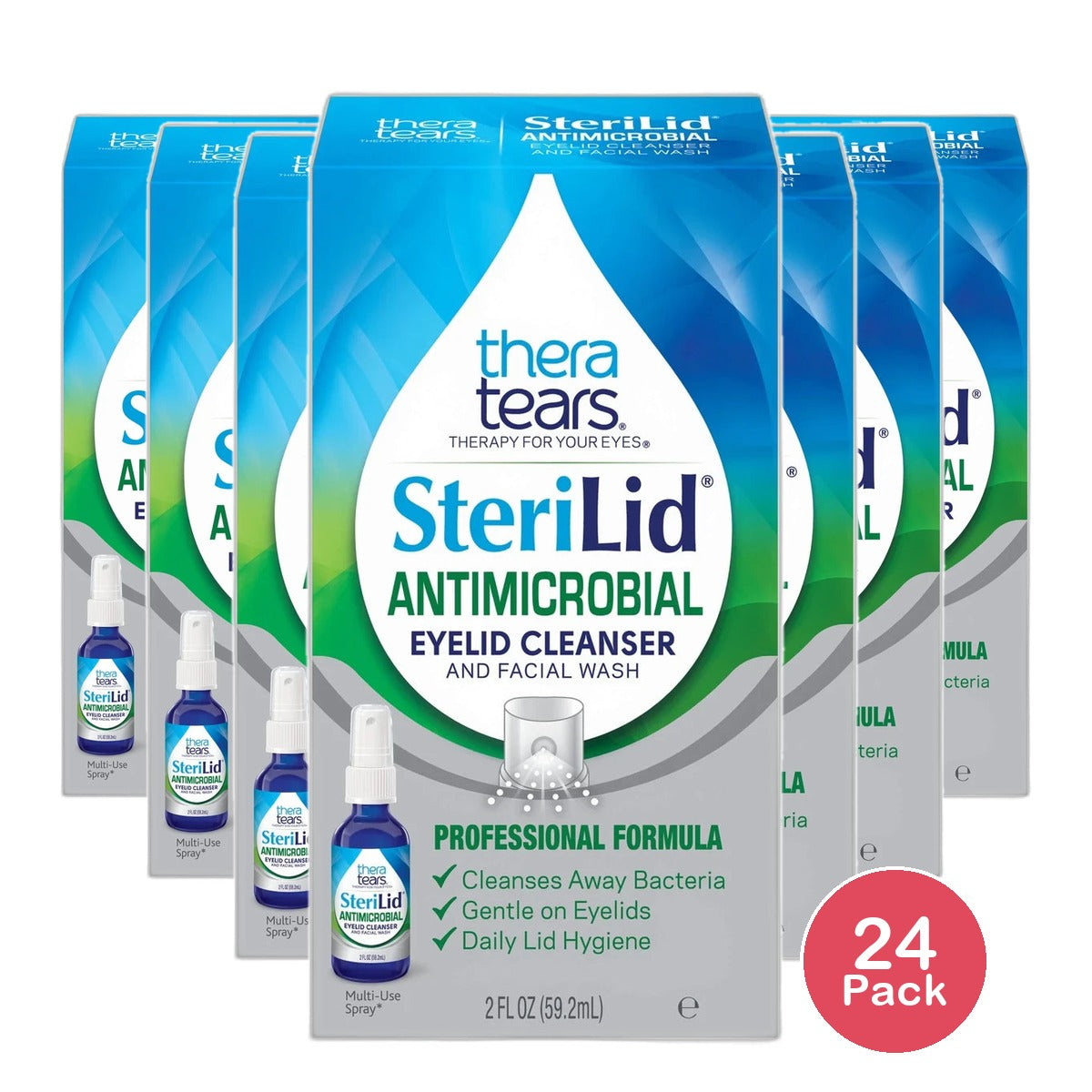 Thera Tears sterilid Antimicrobial Eyelid Cleanser and Face Wash 2Oz (Pack of 24)