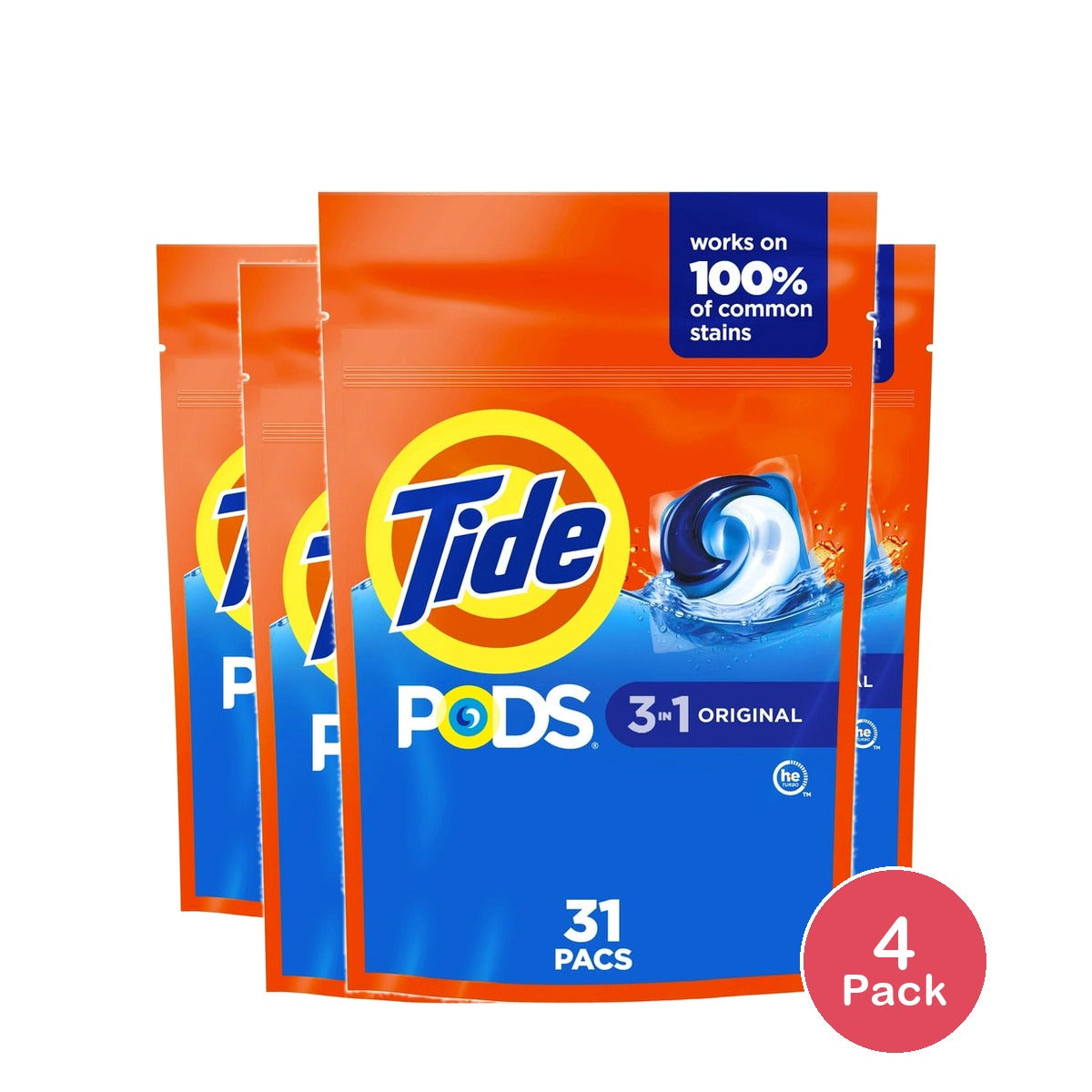 Tide Pods Laundry Detergent Pacs - Original - 25/31ct 27.68 oz (Pack of 4)