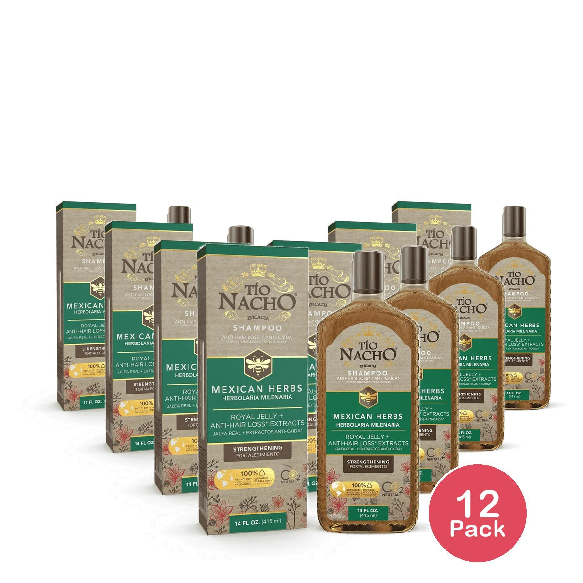 Tio Nacho Mexican Herbs Hair Strengthening Shampoo Royal Jelly 14Oz (Pack of 12)