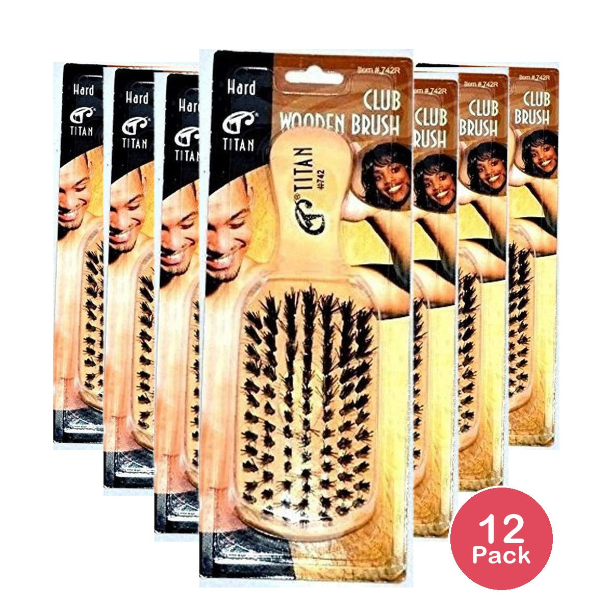 Titan Hard Club Wooden Brush #742 nan (Pack of 12)