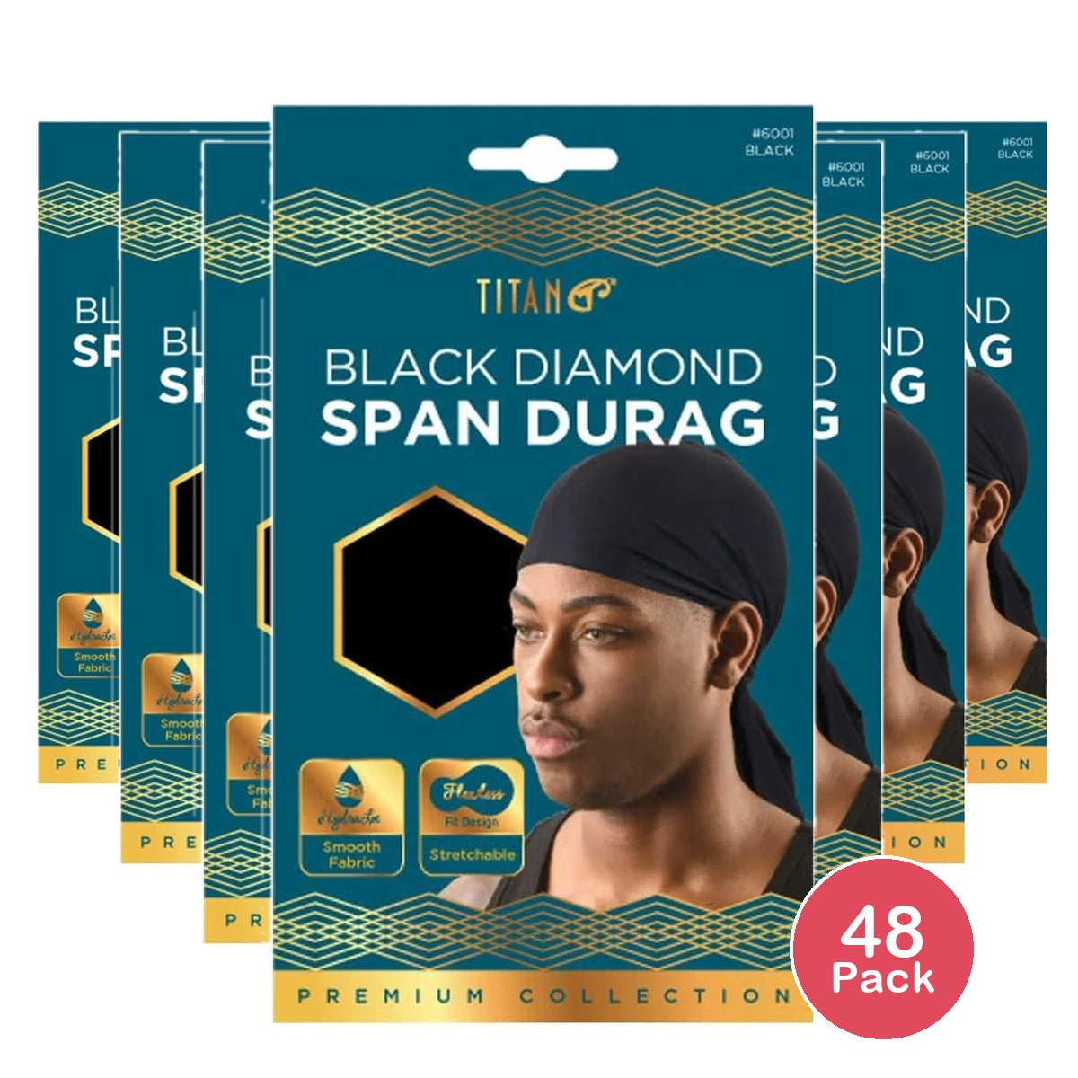 Titan Sport Black Diamond Span-Durag Black 1 Each nan (Pack of 48)