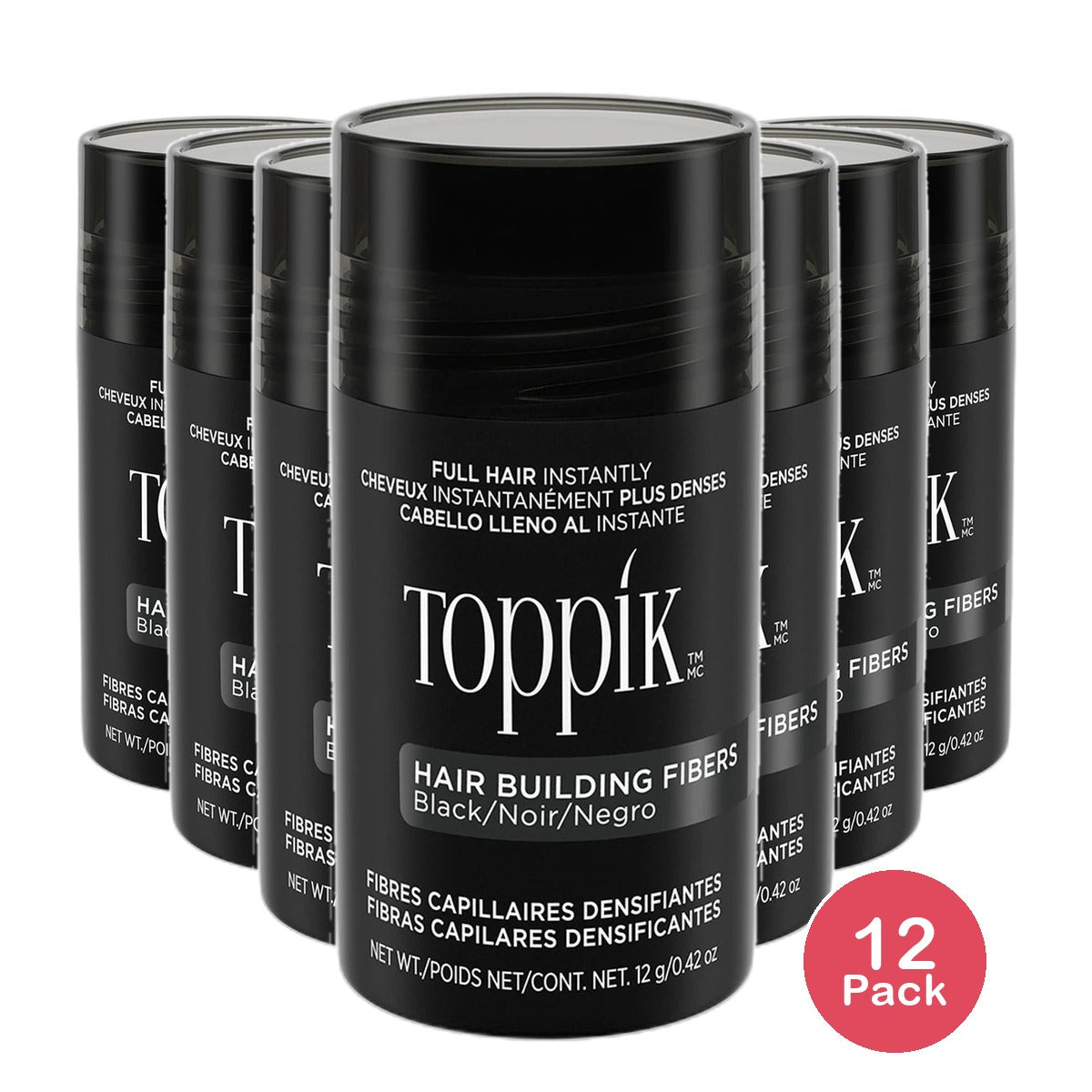 Toppik Hair Building Natural Keratin Fibers Black 0.42Oz (Pack Of 12)