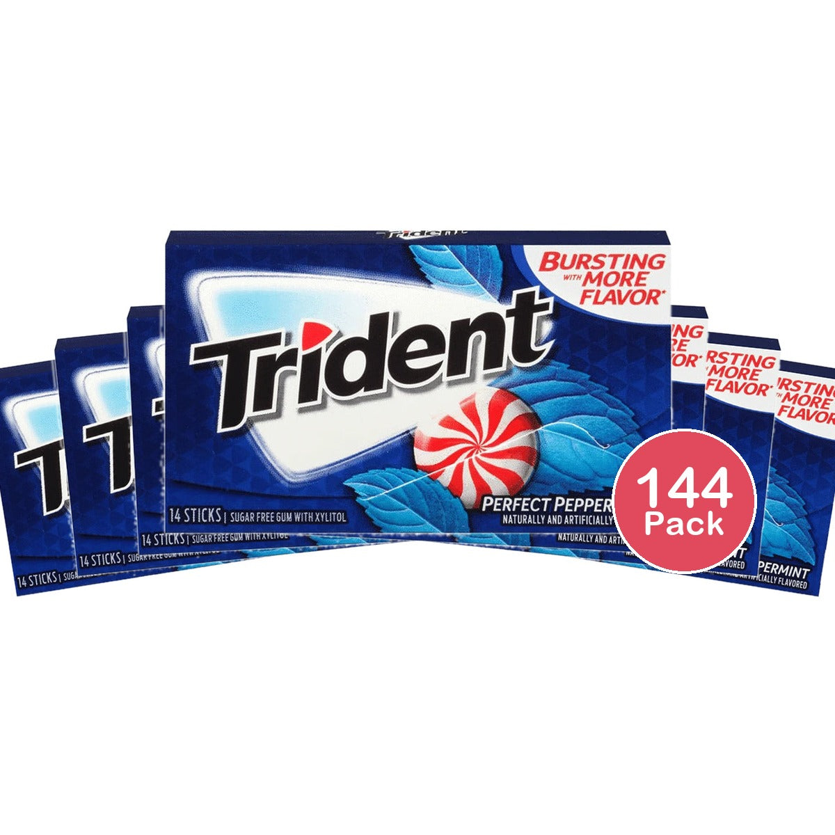 Trident Peppermint Sugar Free Gum, 14 Ct (Pack of 144)
