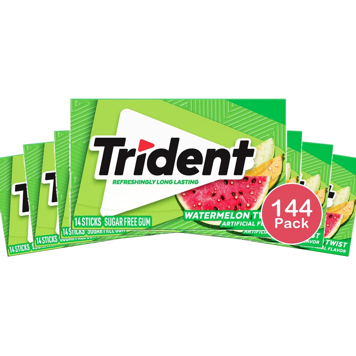 Trident Sugar Free Gum, Watermelon Twist, 14 Ct (Pack of 144)