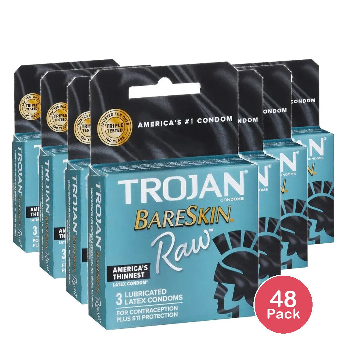 Trojan Bareskin Raw Condom 3 Count 1.13oz (Pack of 48)