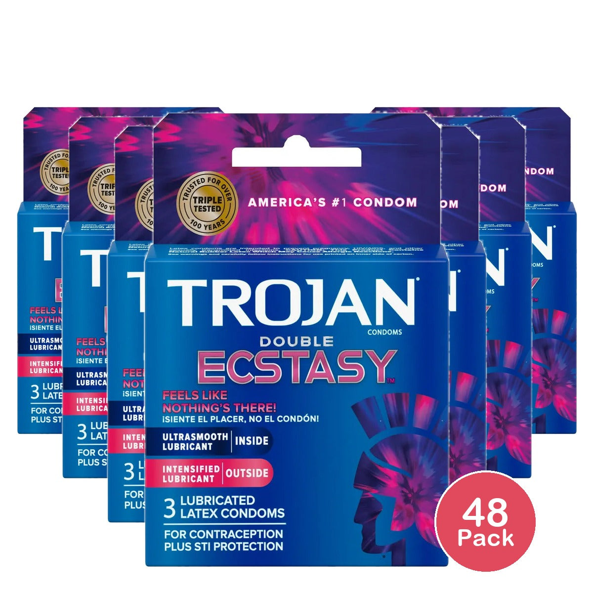 Trojan Double Latex Condoms 0.64oz (Pack of 48)