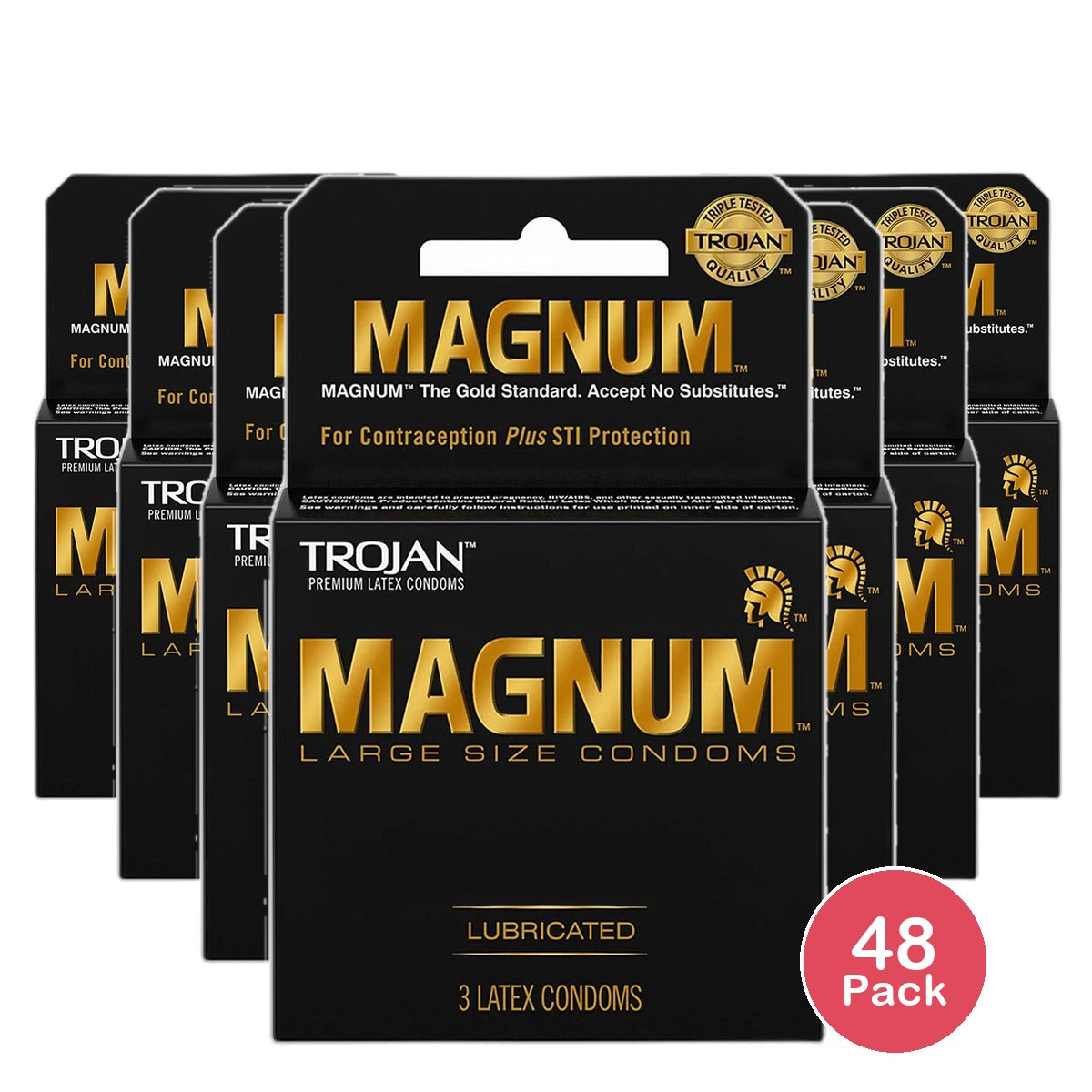 Trojan Magnum Lubricated Latex Condoms0.64oz (Pack of 48)