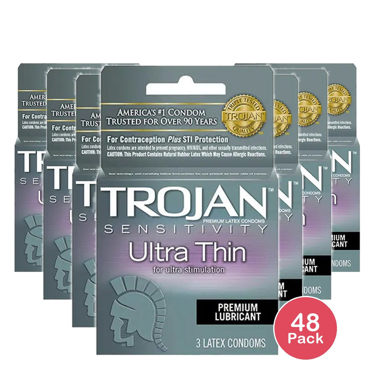 Trojan Sensitivity Premium Lubricant Condoms For Ultra Stimulation 5Oz (Pack of 48)