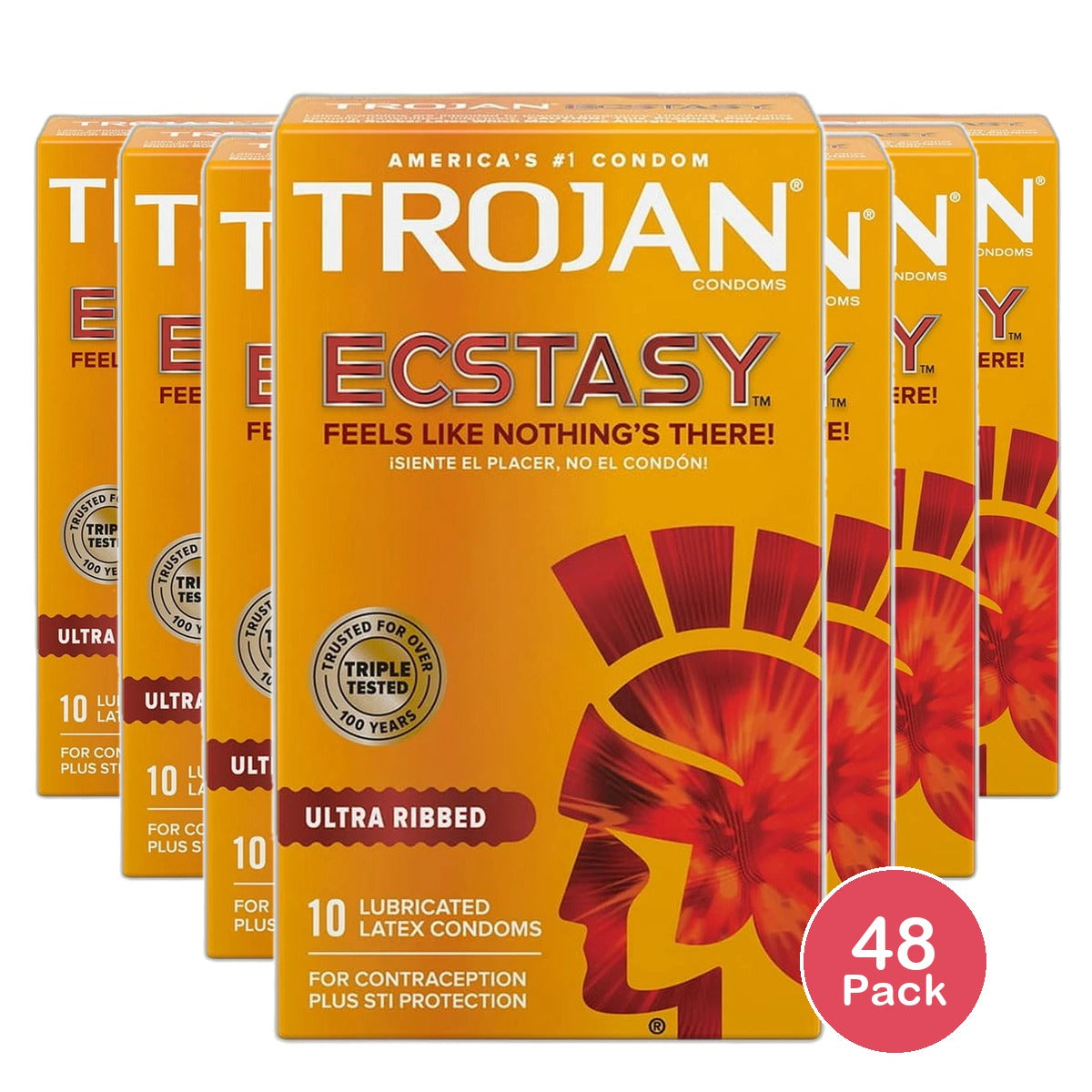 Trojan Stimulations Ultra Smooth Lubricant Latex Condoms 0.2Oz (Pack Of 48)