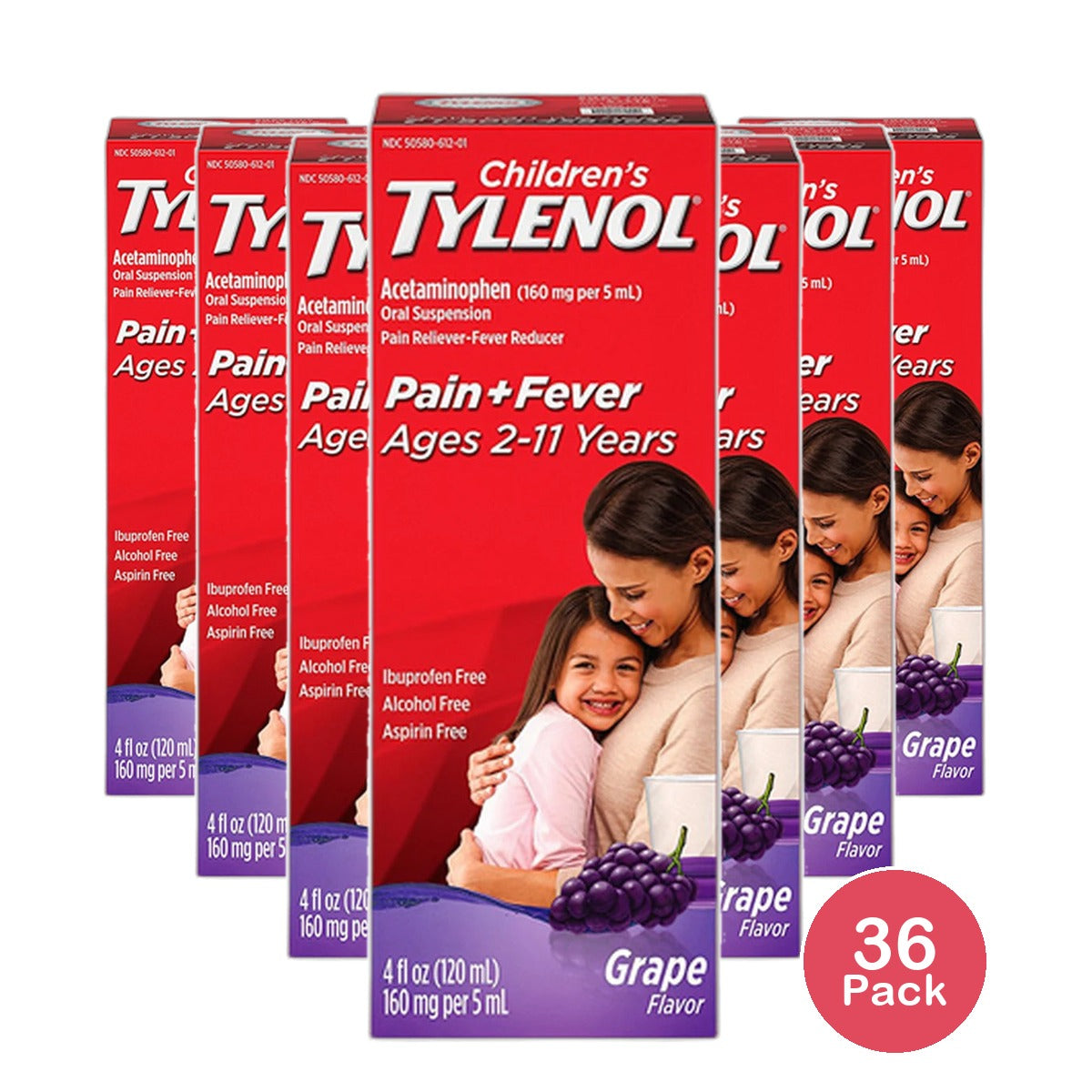 Tylenol Childrens Oral Suspension Grape Splash 4Oz (Pack of 36)
