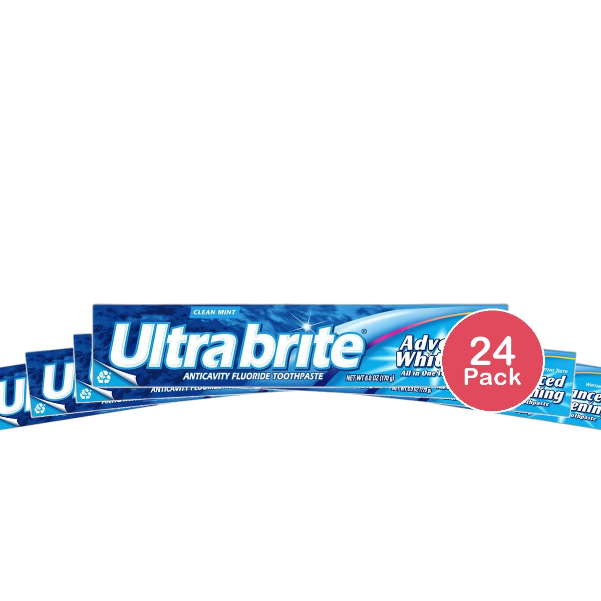 Ultra Brite Advanced Whitening Fluoride Toothpaste Clean Mint 6Oz (Pack of 24)