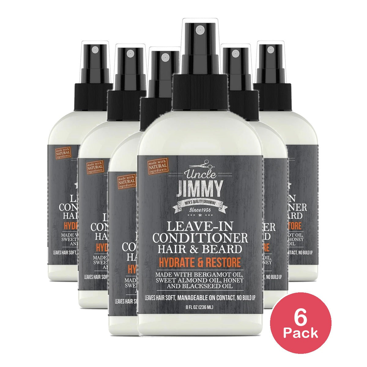Uncle JIMMY - Hair Beard Leave-In Conditioner 8 oz 8 Fl. Oz (Pack of 6)