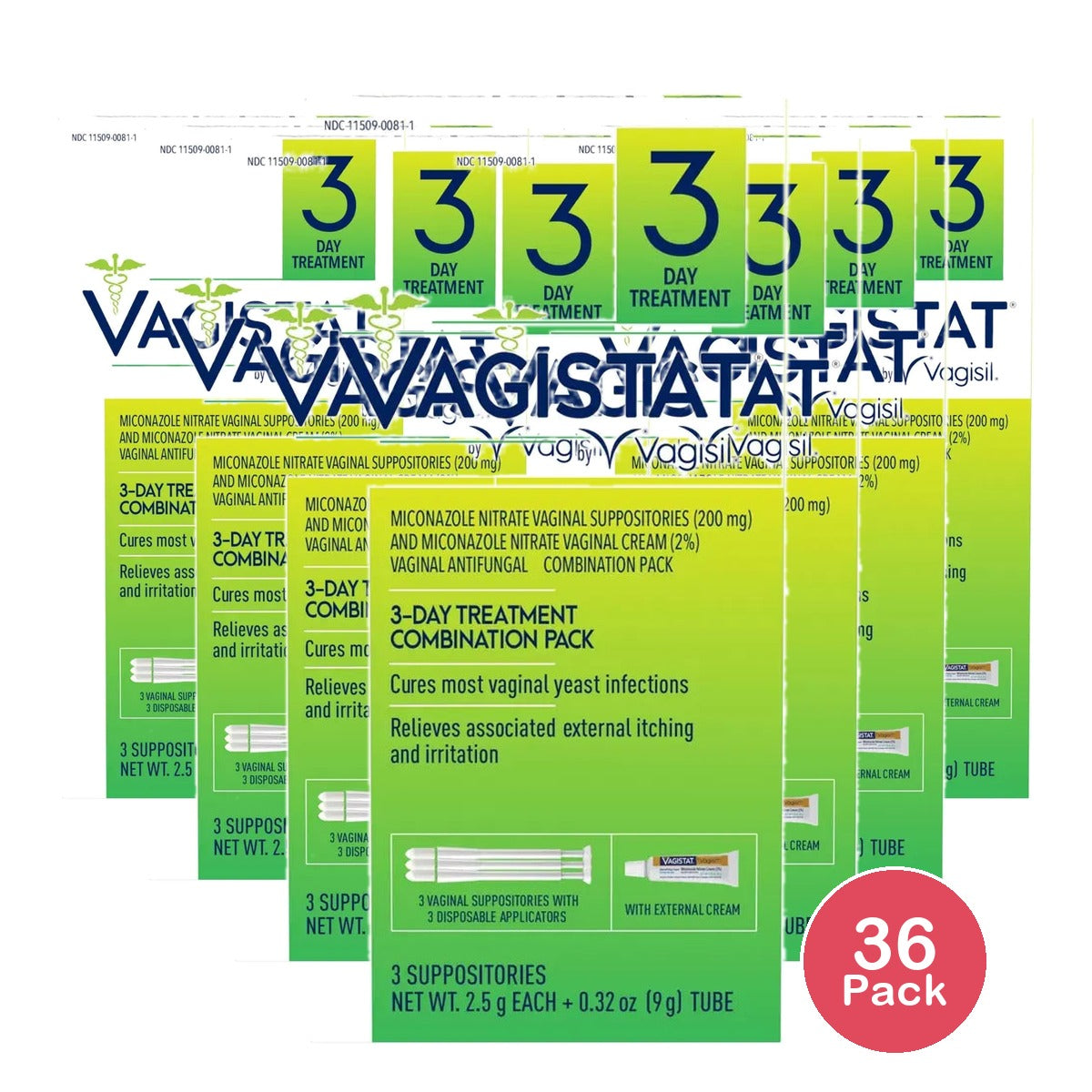 Vagisil Vagistat 3 Day Yeast Infection Treatment for Women Relieves External Itching and Irritation 2Oz (Pack of 36)