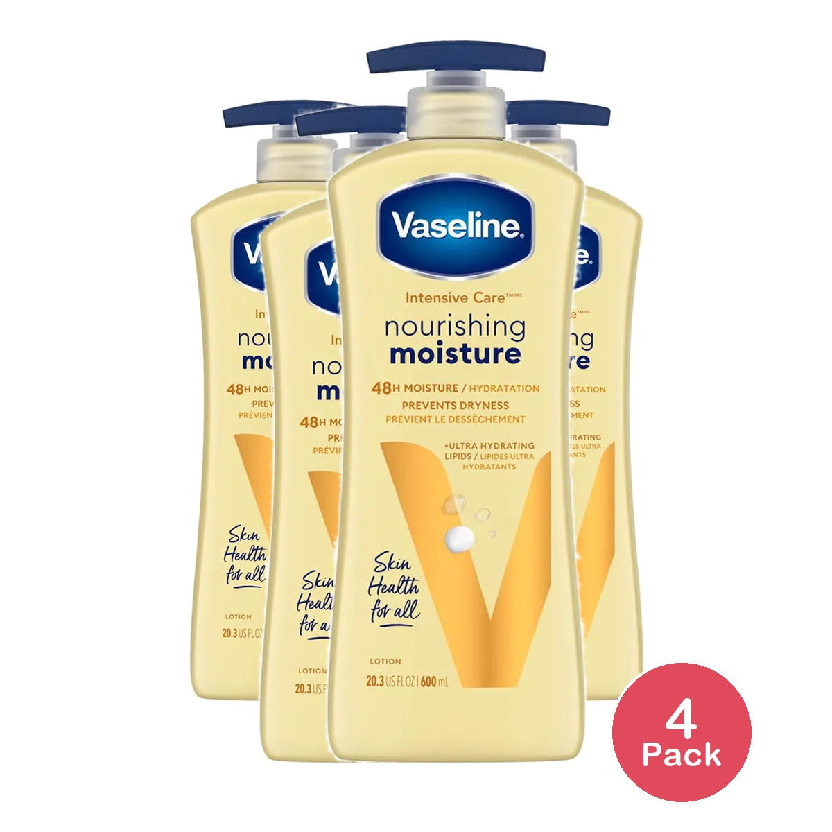 Vaseline Intensive Care Nourishing Moisture Body Lotion 20.3Oz (Pack of 4)