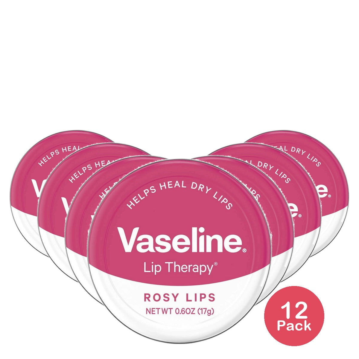 Vaseline Lip Therapy Balm Tin Rosy Lips 0.6 Oz (Pack of 12)