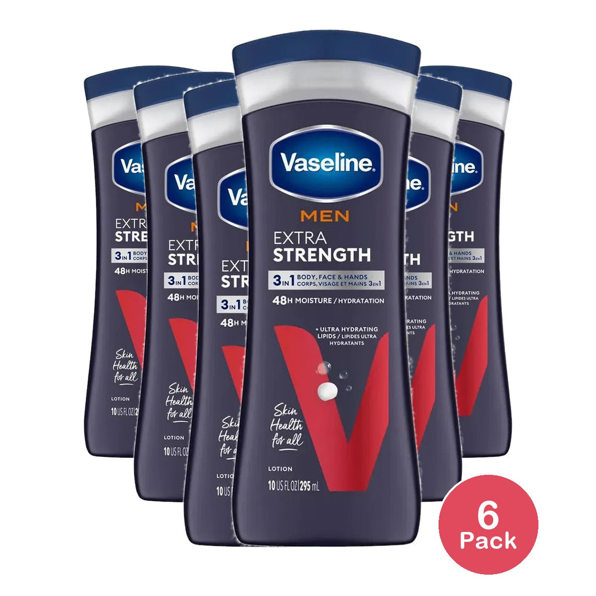 Vaseline Men Extra Strength Body And Face Lotion 10Oz (Pack of 6)