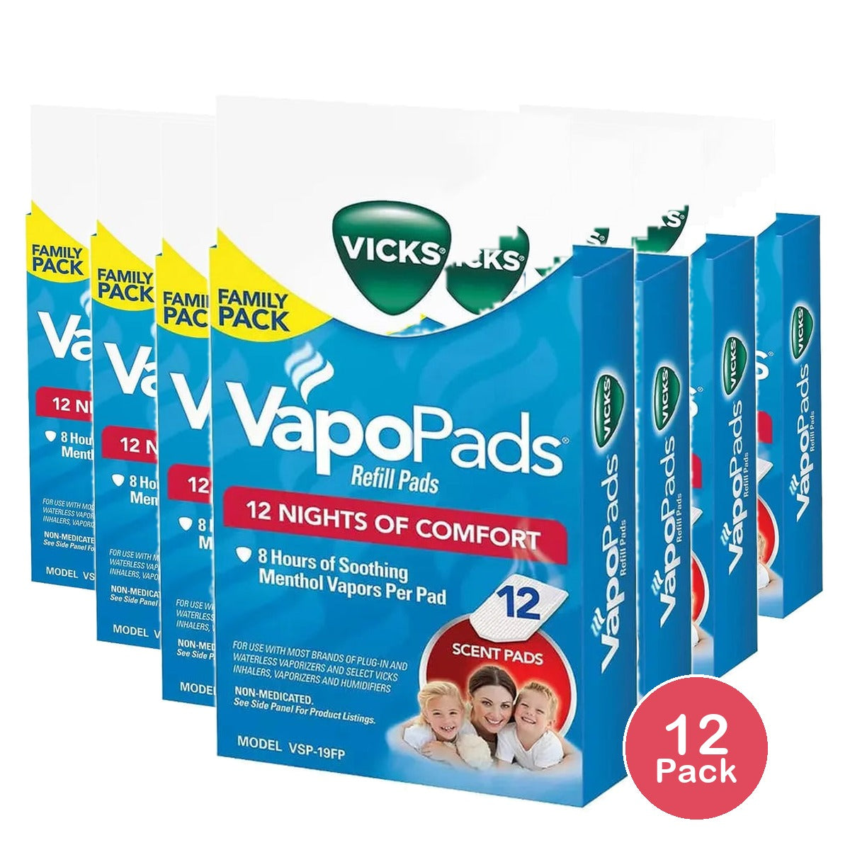 Vicks Vapopads Refill Soothing Menthol 1.12Oz (Pack Of 12)